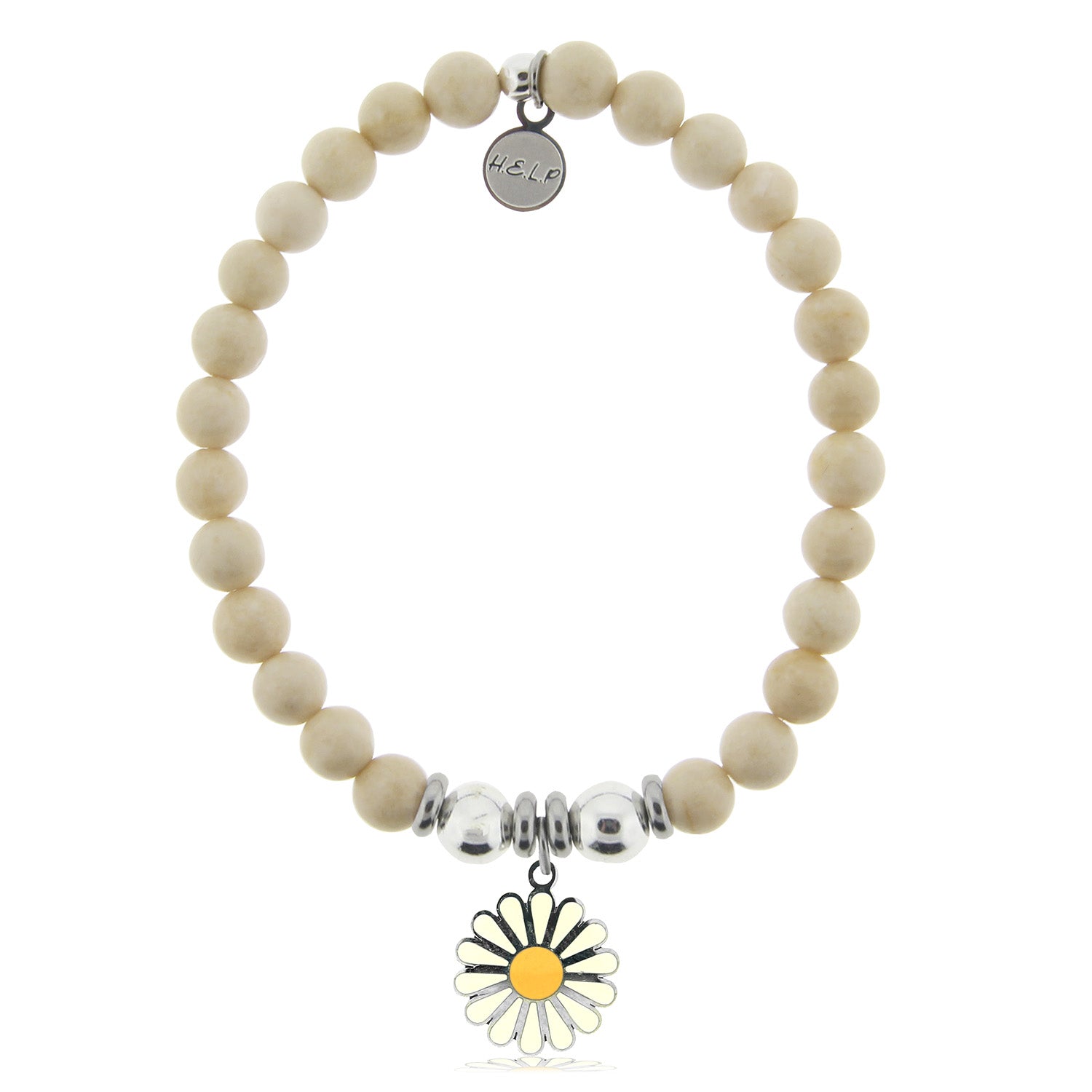 HELP by TJ Daisy Enamel Charm with Riverstone Charity Bracelet