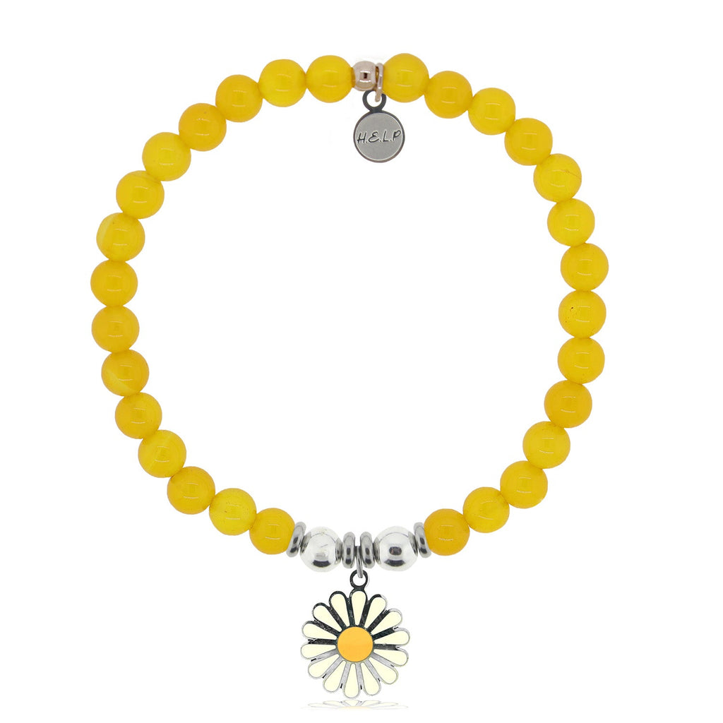 HELP by TJ Daisy Enamel Charm with Yellow Agate Charity Bracelet