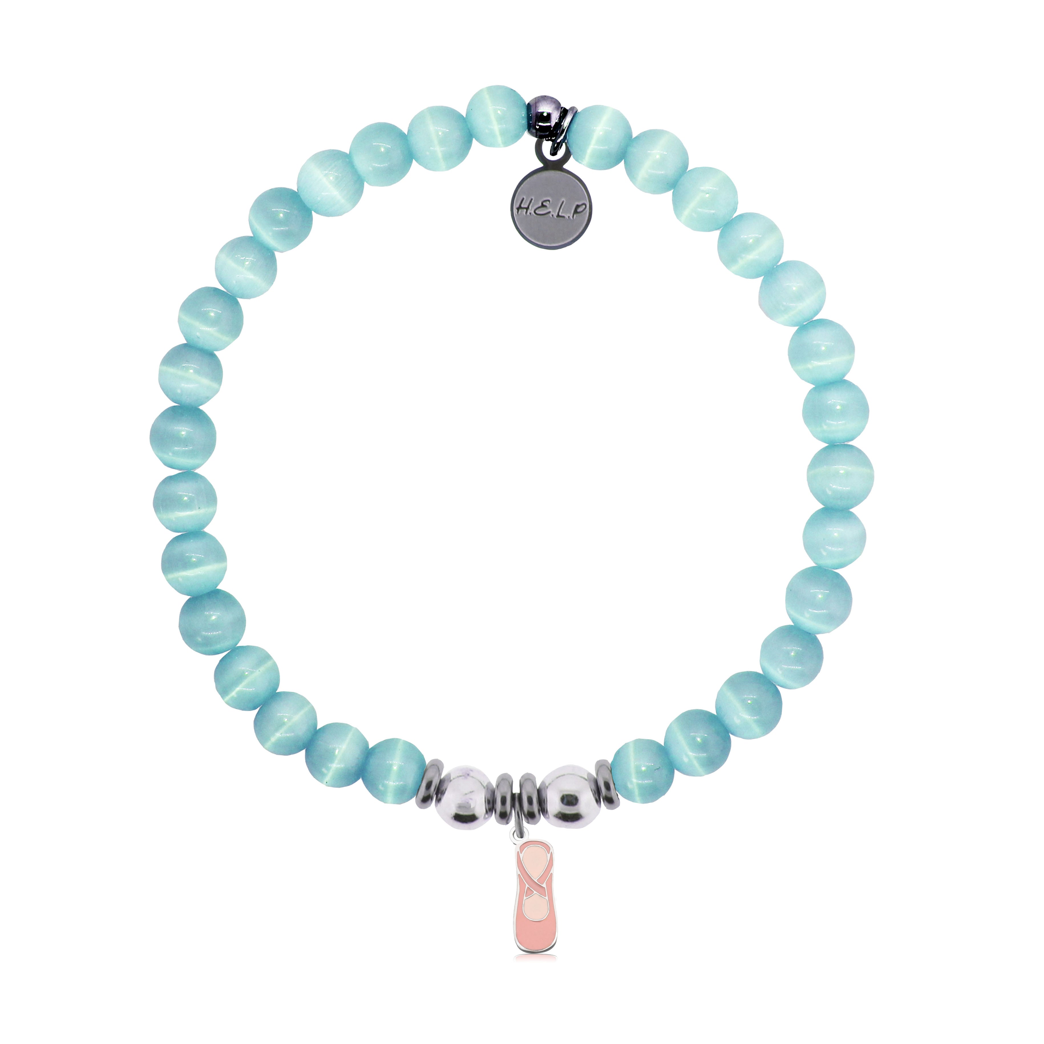 HELP by TJ Dancer Charm with Aqua Cats Eye Charity Bracelet