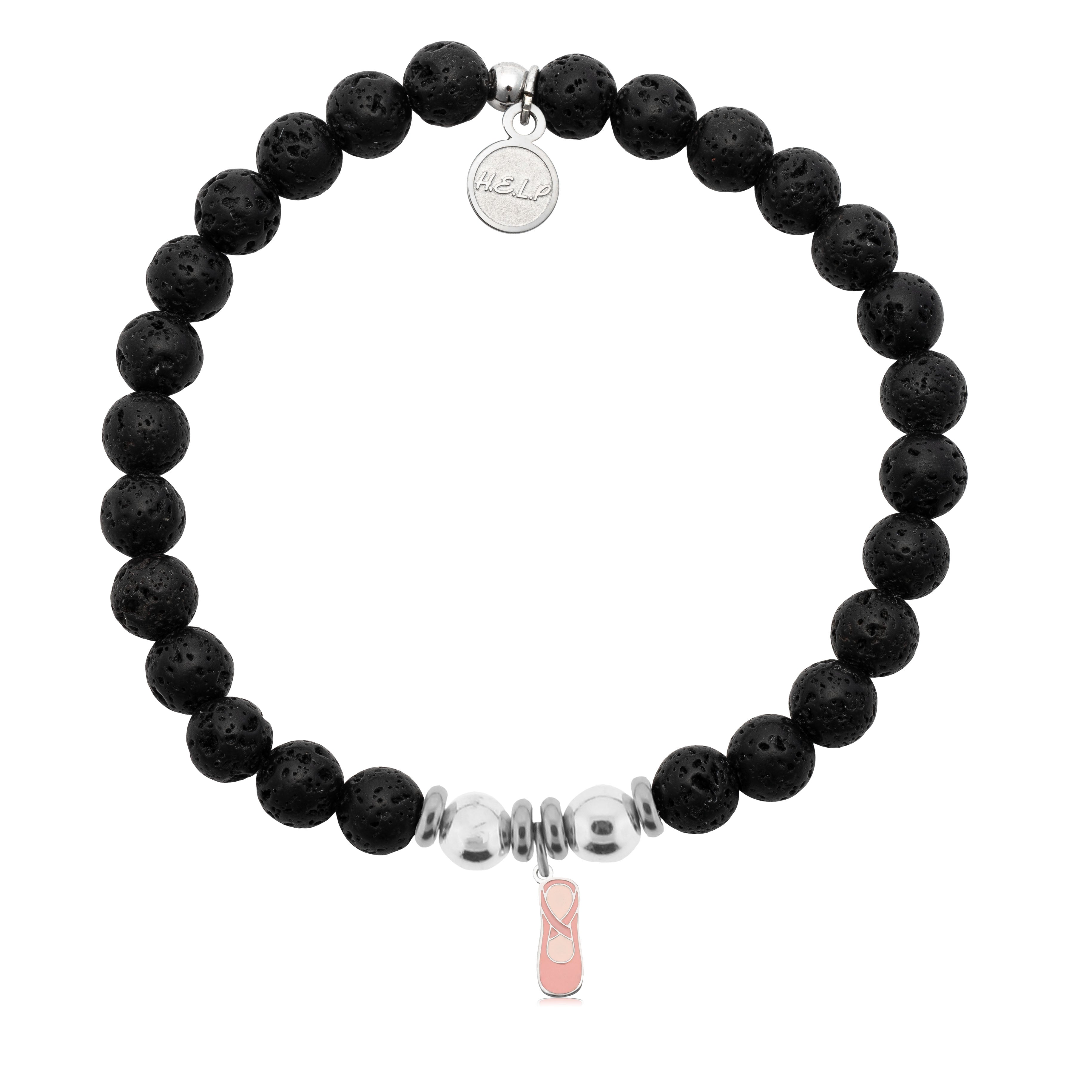 HELP by TJ Dancer Charm with Lava Rock Charity Bracelet