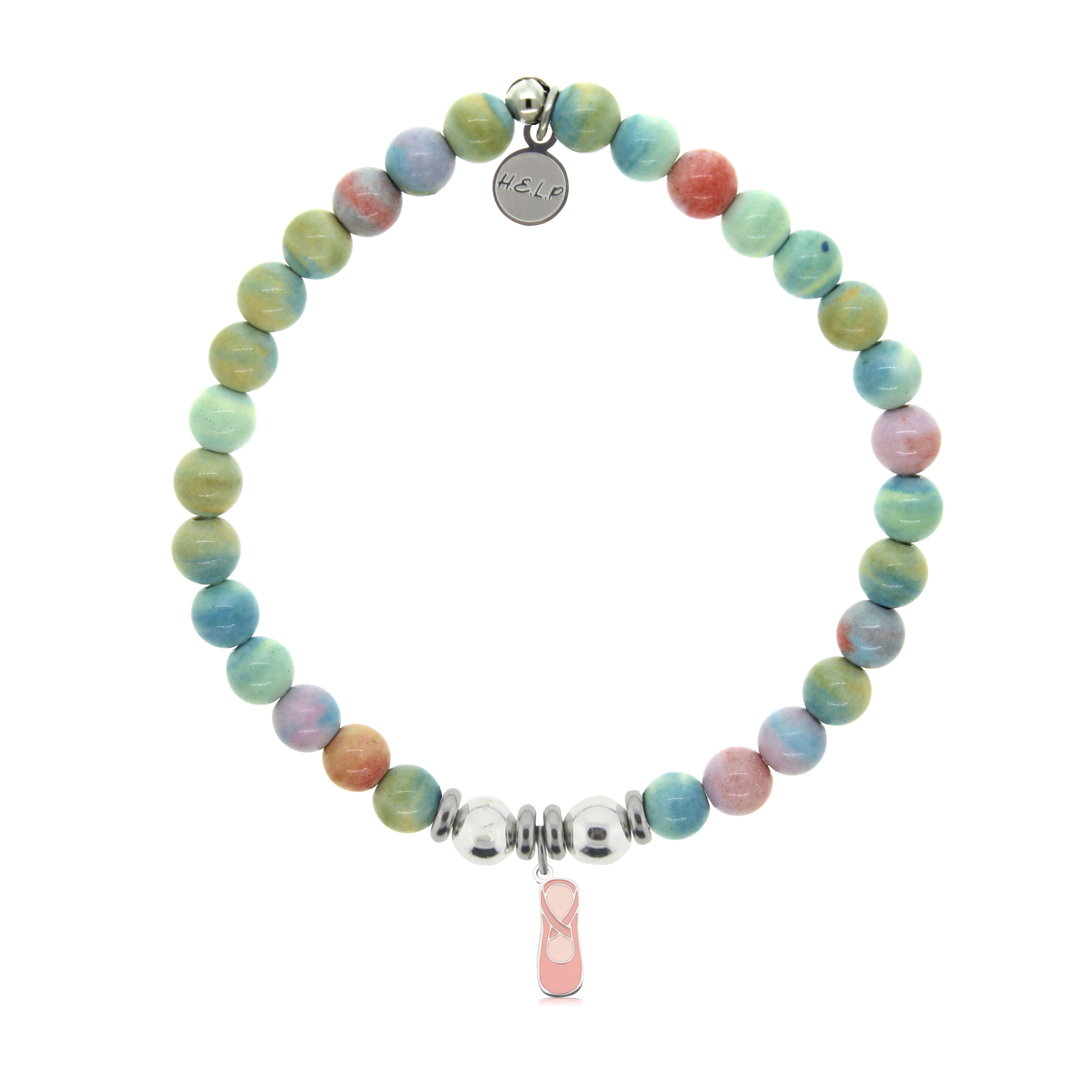 HELP by TJ Dancer Charm with Pastel Magnesite Charity Bracelet