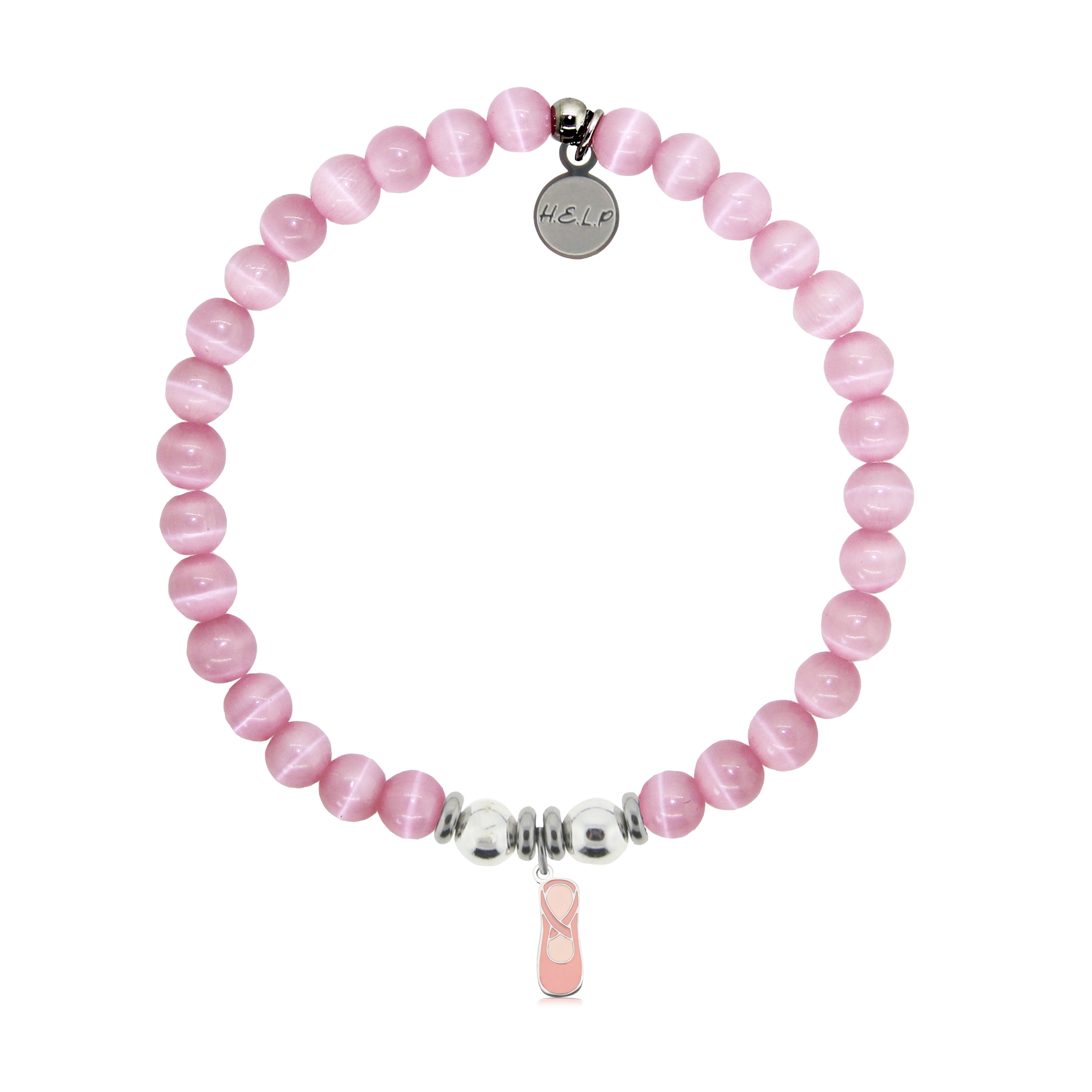 HELP by TJ Dancer Charm with Pink Cats Eye Charity Bracelet