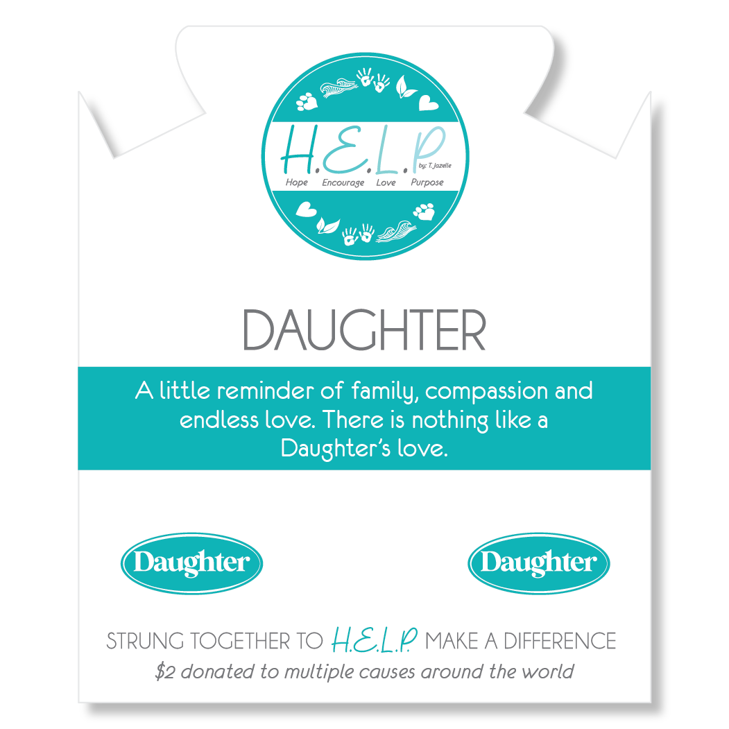 HELP by TJ Daughter Charm with Aqua Cats Eye Charity Bracelet