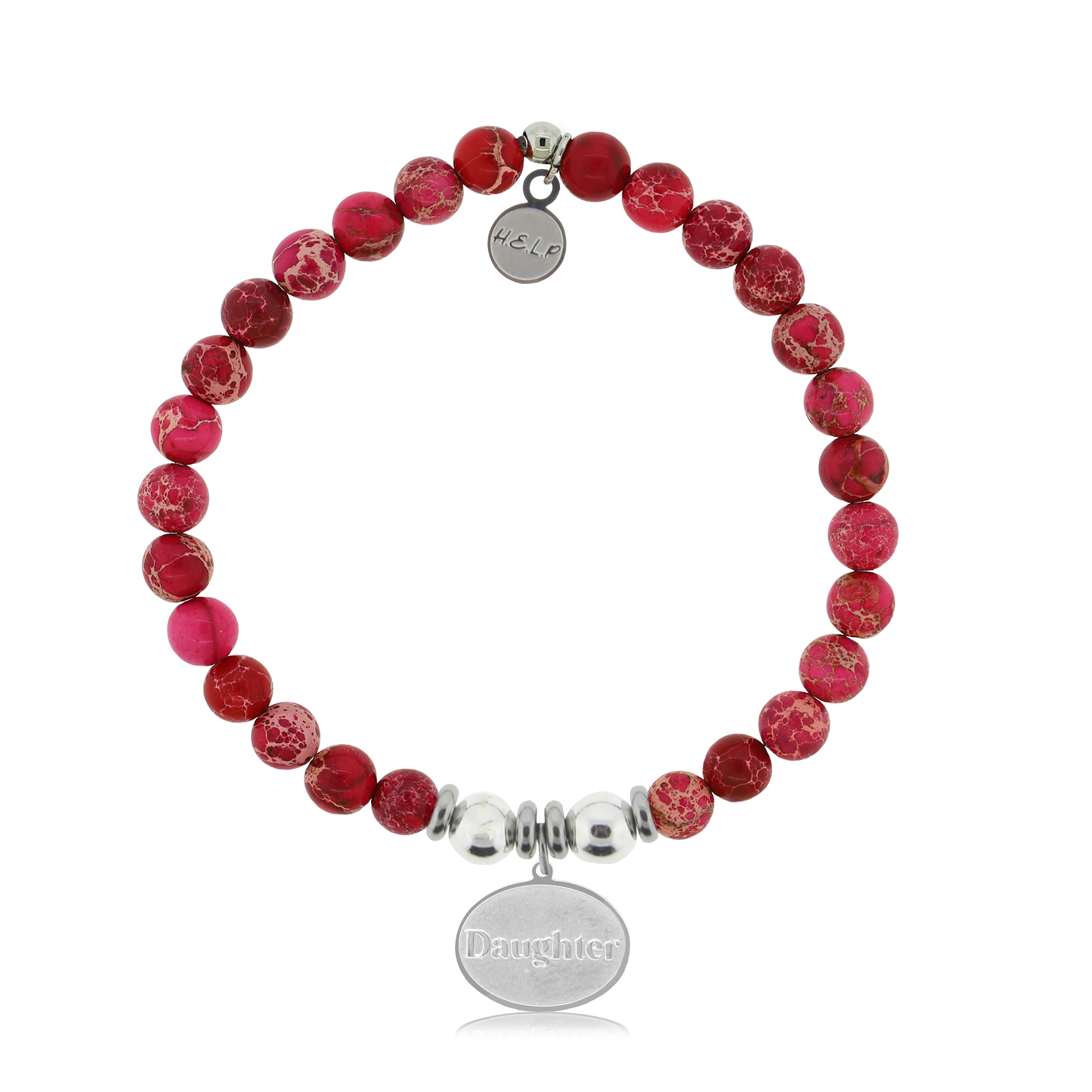 HELP by TJ Daughter Charm with Cranberry Jasper Charity Bracelet