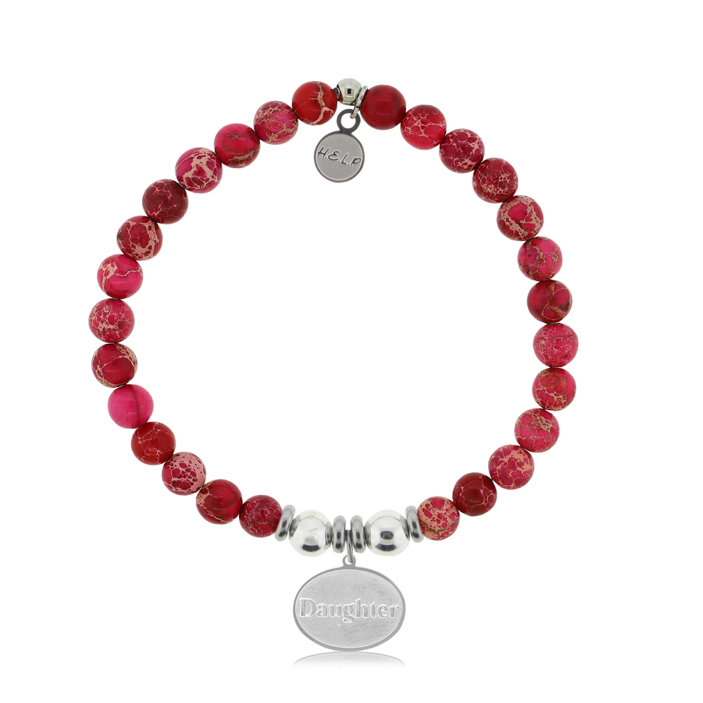 HELP by TJ Daughter Charm with Cranberry Jasper Charity Bracelet