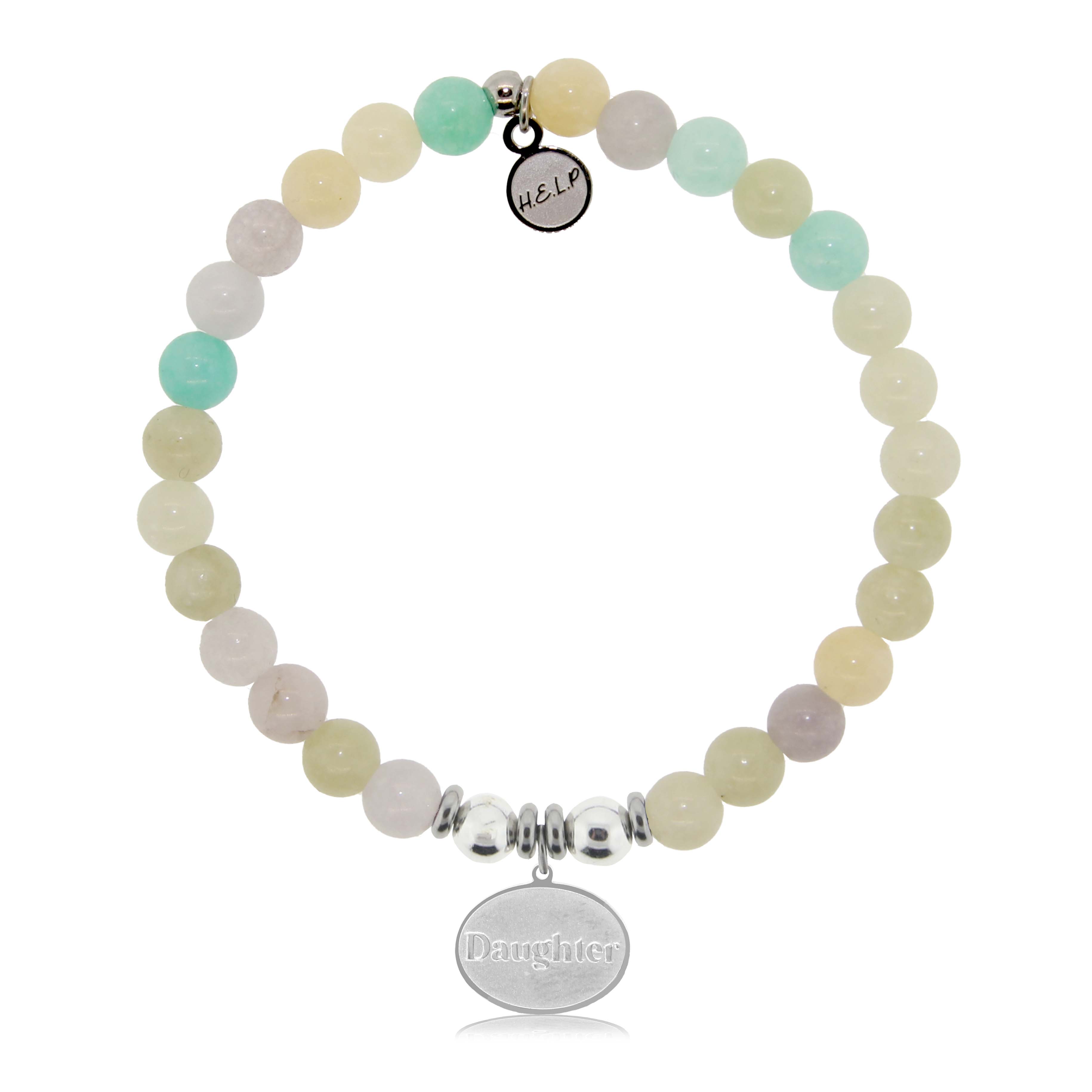 HELP by TJ Daughter Charm with Green Yellow Jade Charity Bracelet