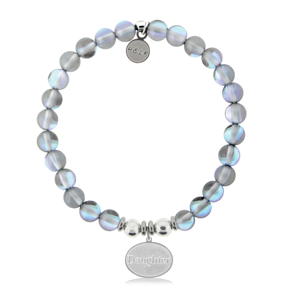 HELP by TJ Daughter Charm with Grey Opalescent Charity Bracelet