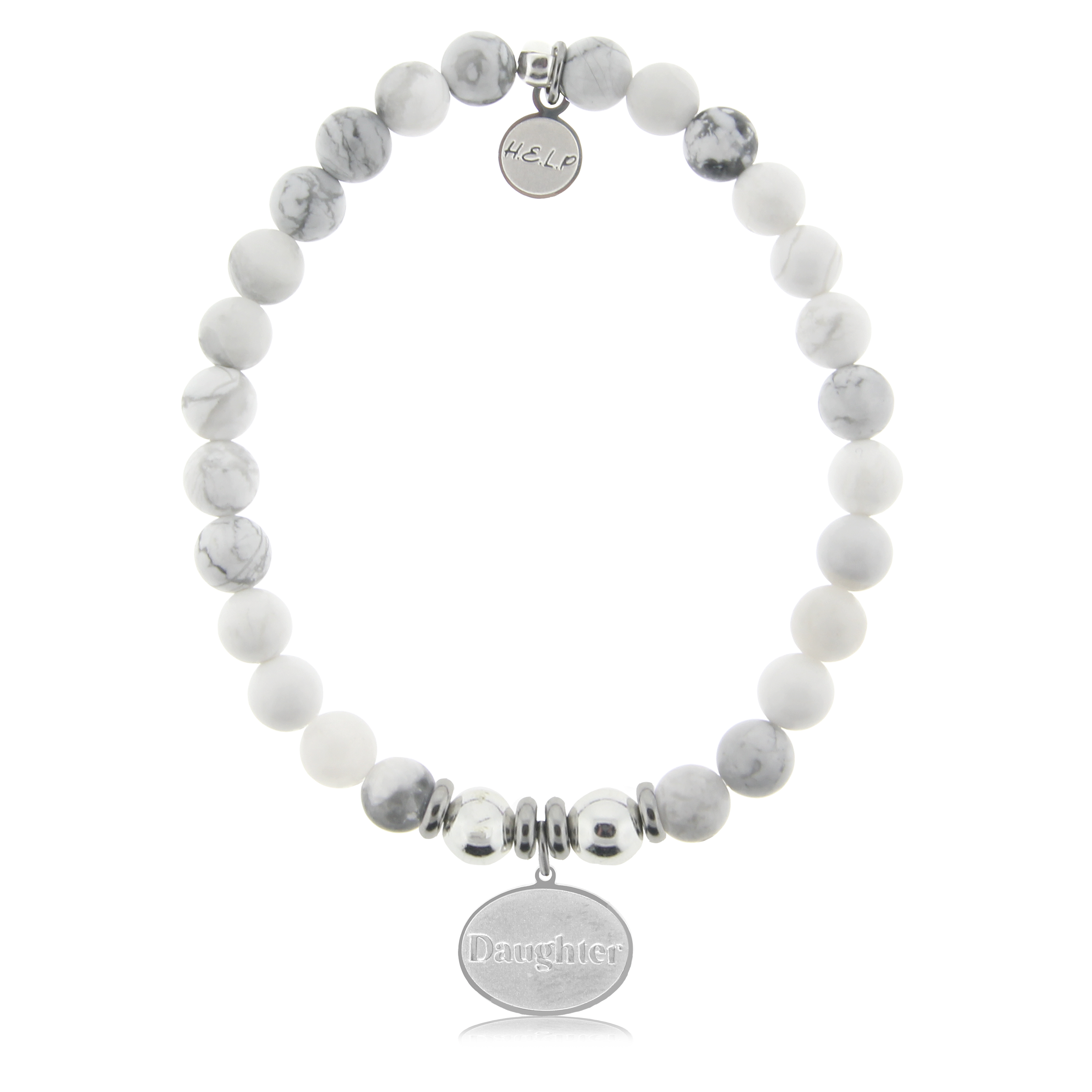 HELP by TJ Daughter Charm with Howlite Charity Bracelet