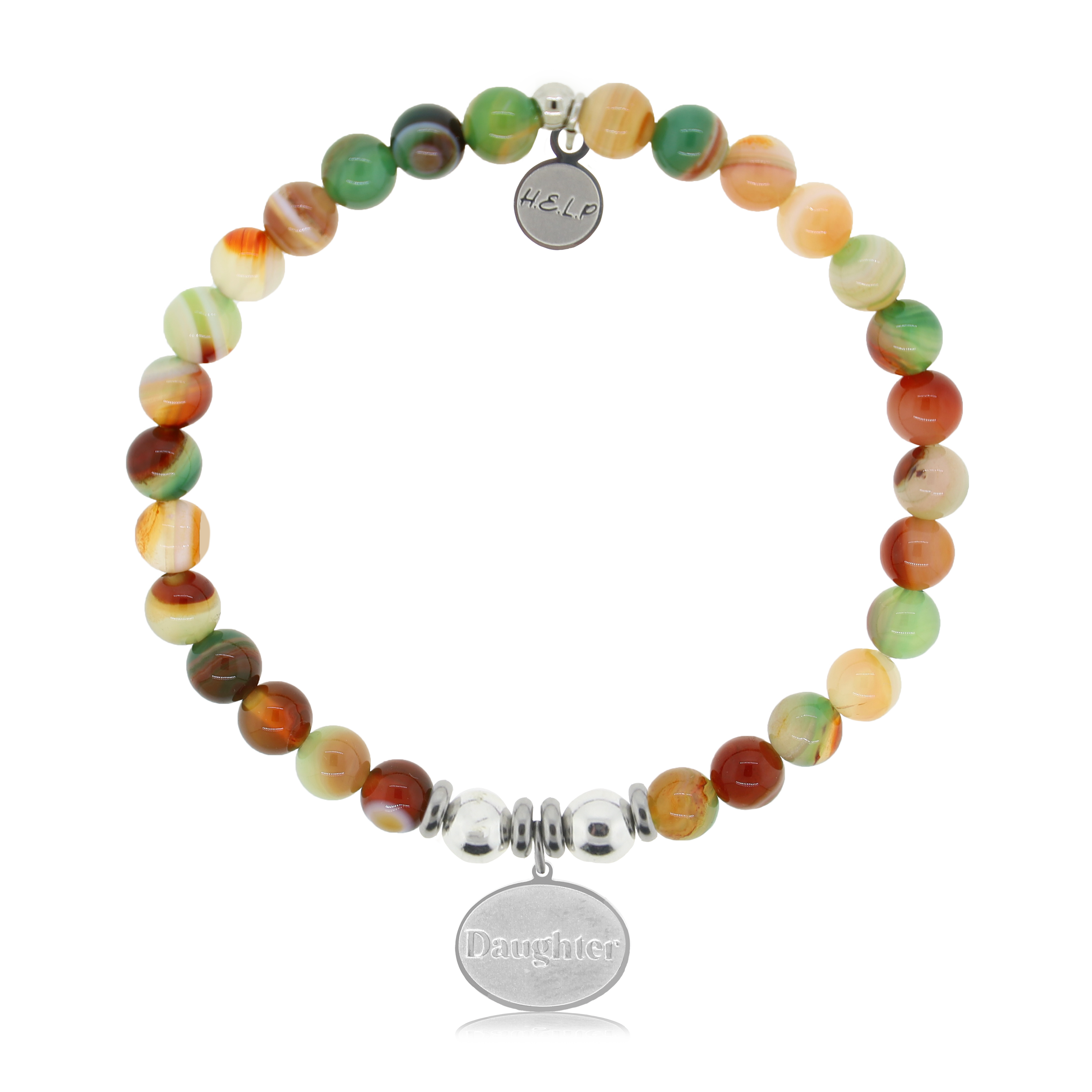 HELP by TJ Daughter Charm with Multi Agate Charity Bracelet