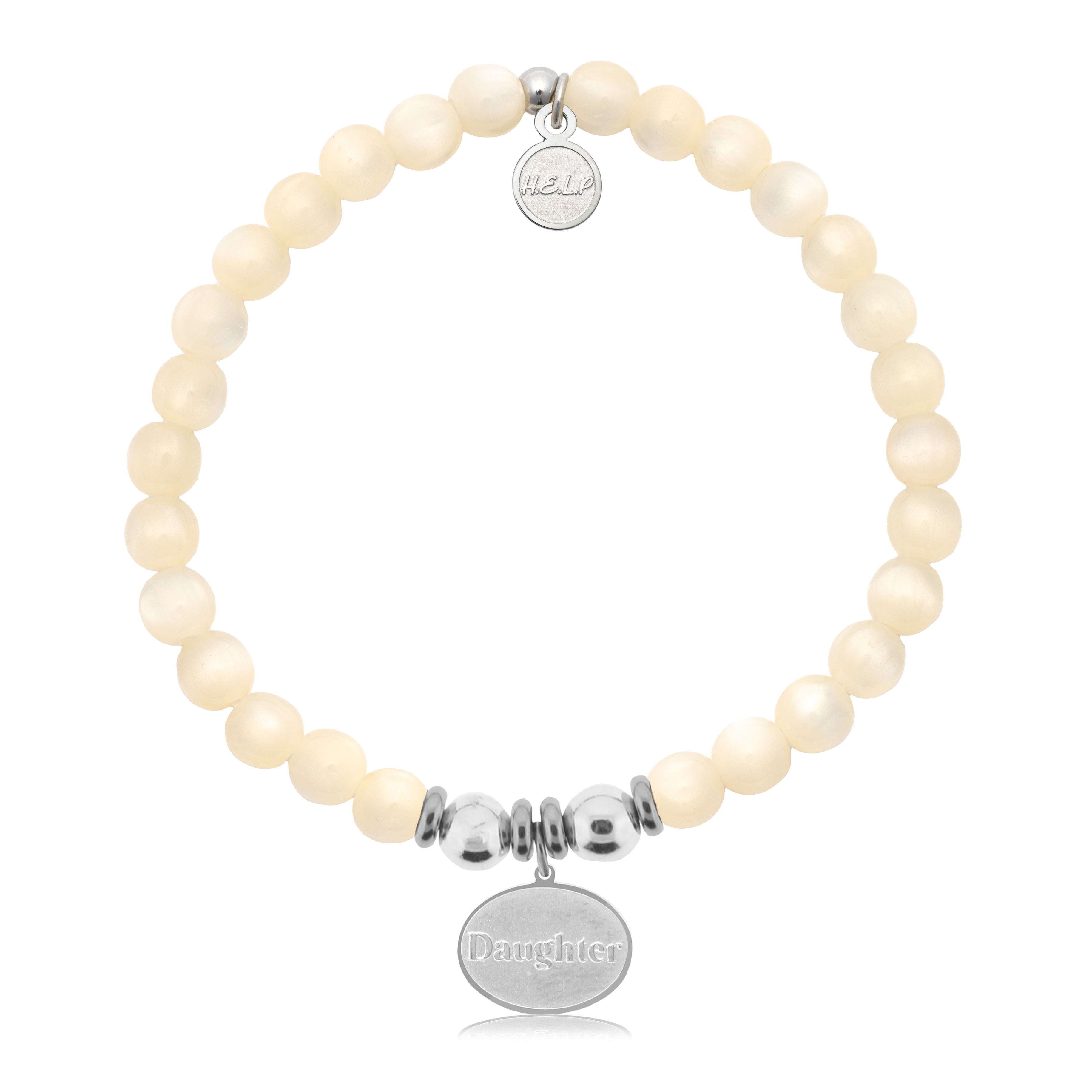 HELP by TJ Daughter Charm with Natural Selenite Charity Bracelet