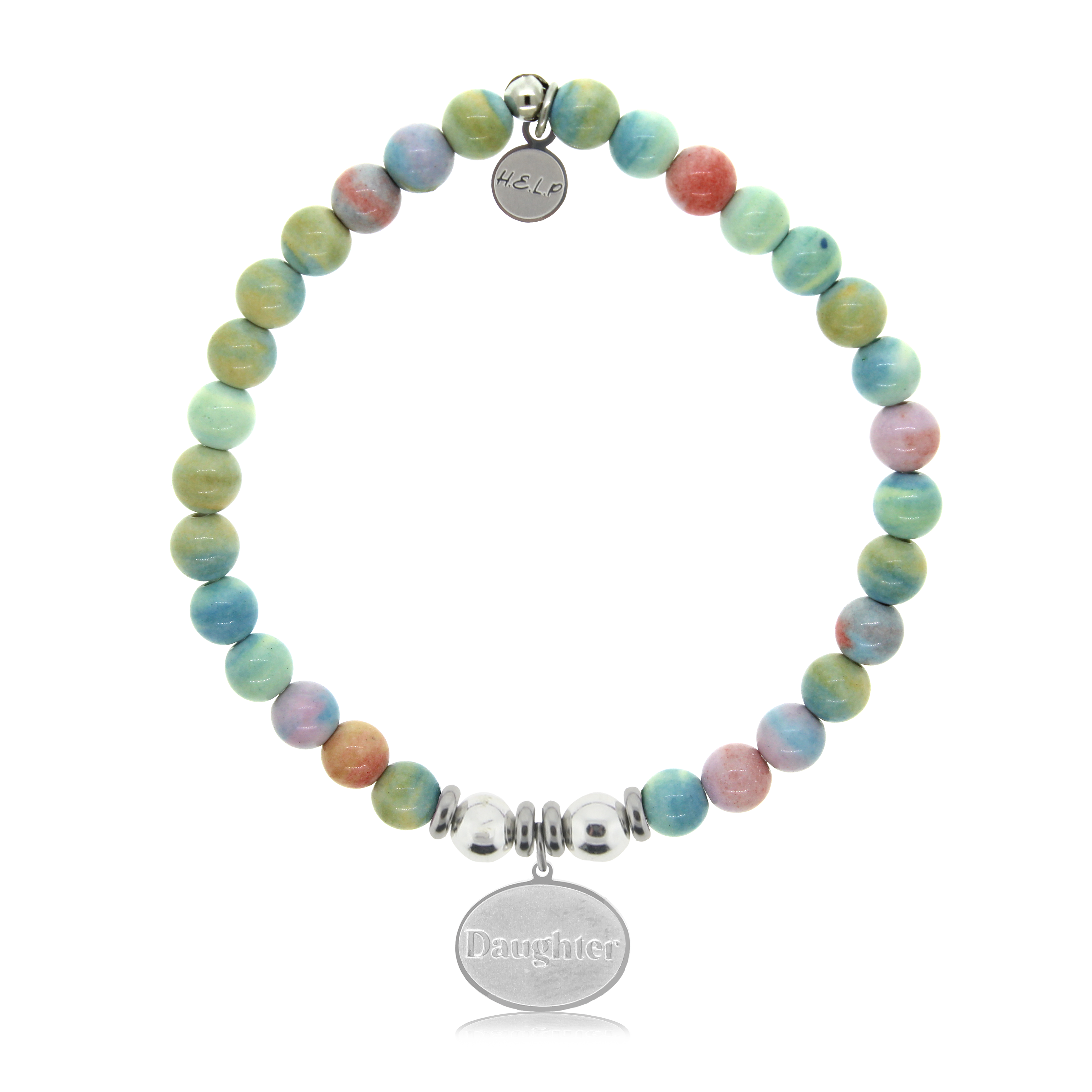 HELP by TJ Daughter Charm with Pastel Jade Charity Bracelet