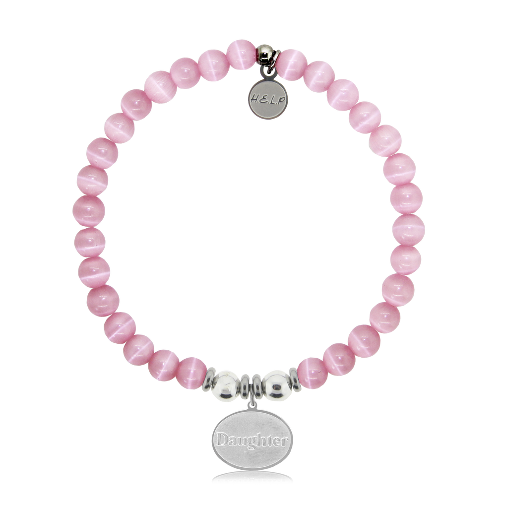 HELP by TJ Daughter Charm with Pink Cats Eye Charity Bracelet