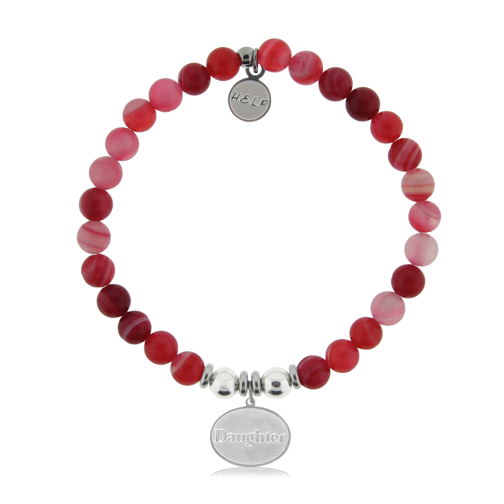 HELP by TJ Daughter Charm with Red Stripe Agate Charity Bracelet