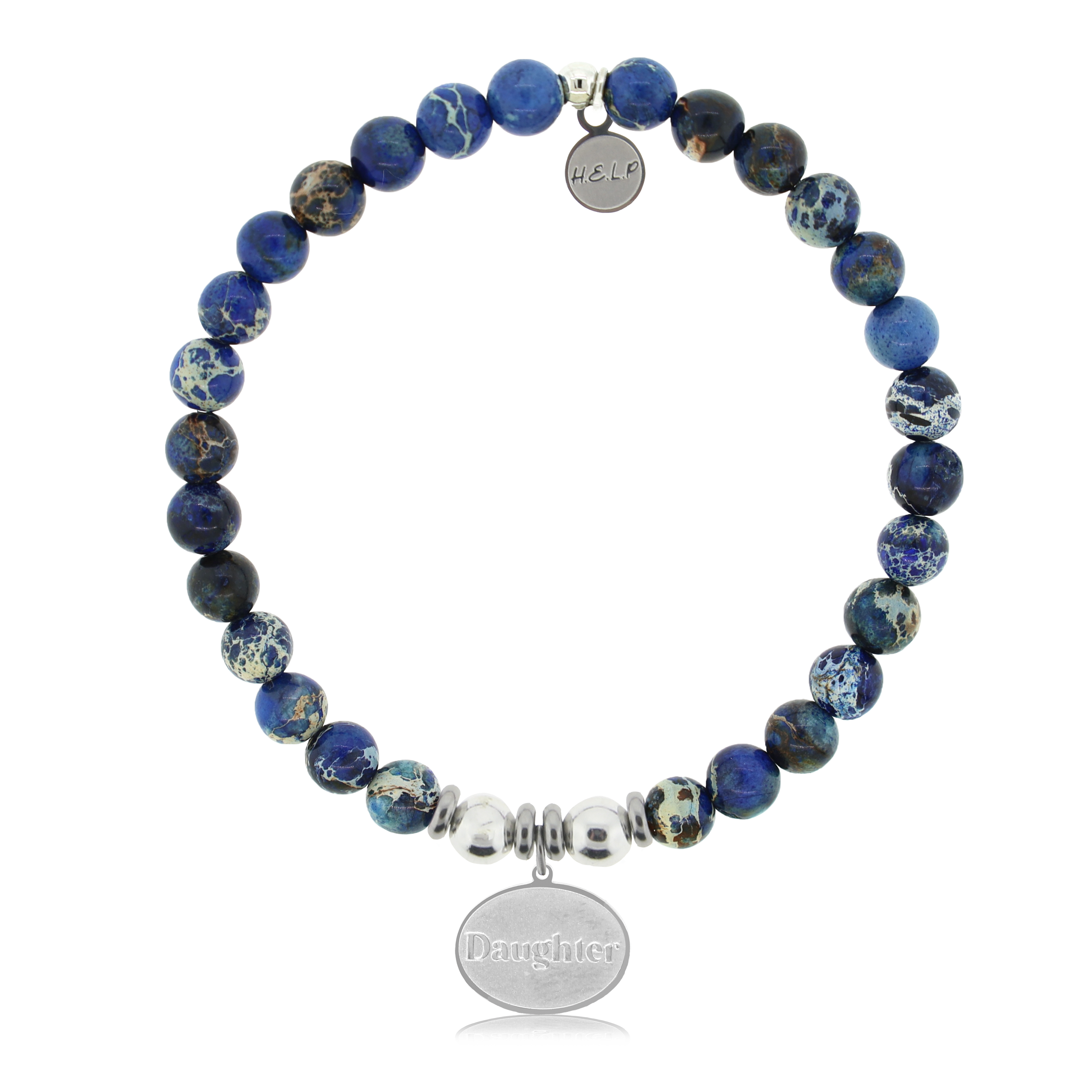 HELP by TJ Daughter Charm with Royal Blue Jasper Charity Bracelet