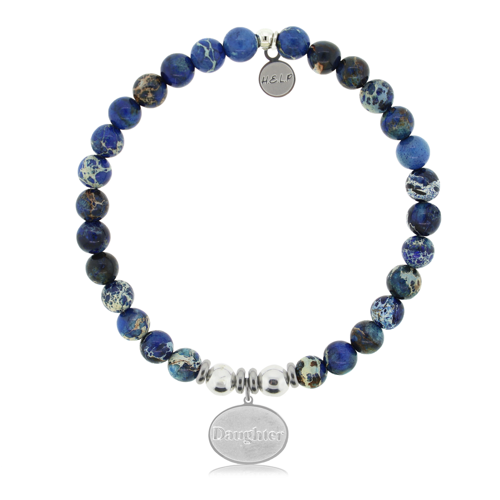 HELP by TJ Daughter Charm with Royal Blue Jasper Charity Bracelet