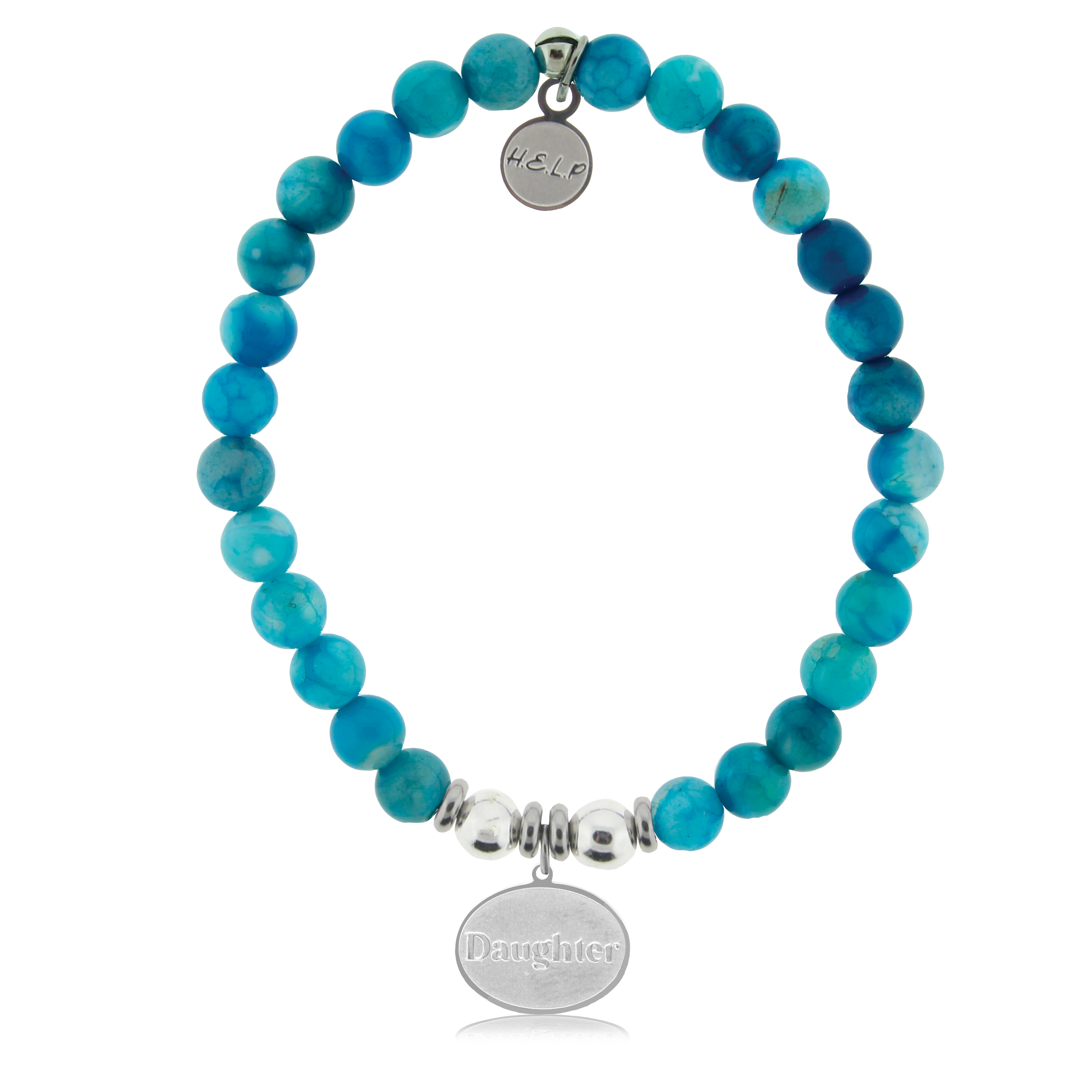 HELP by TJ Daughter Charm with Tropic Blue Agate Charity Bracelet