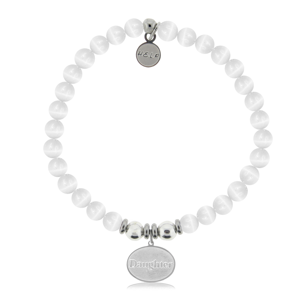 HELP by TJ Daughter Charm with White Cats Eye Charity Bracelet