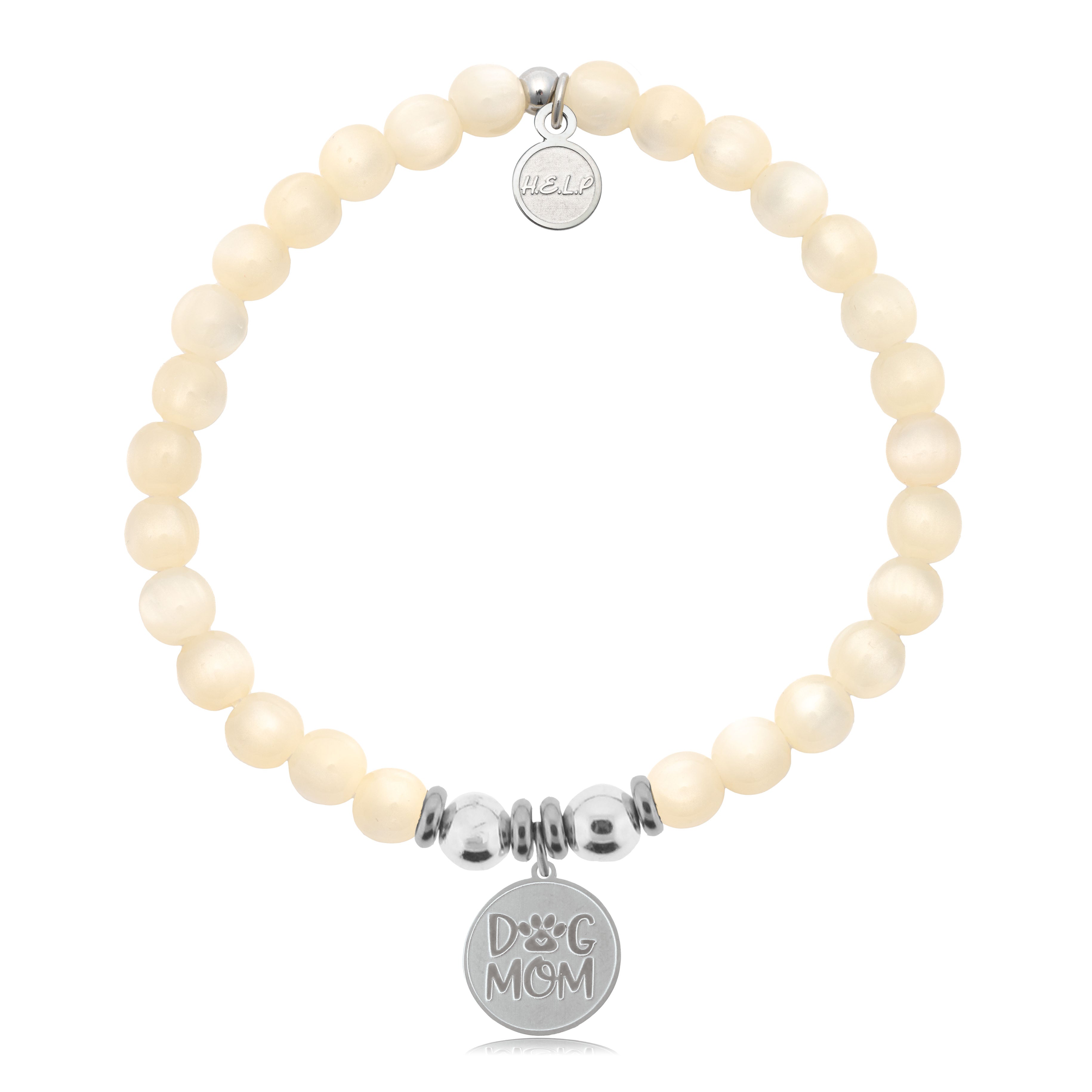 HELP by TJ Dog Mom Charm with Natural Selenite Charity Bracelet