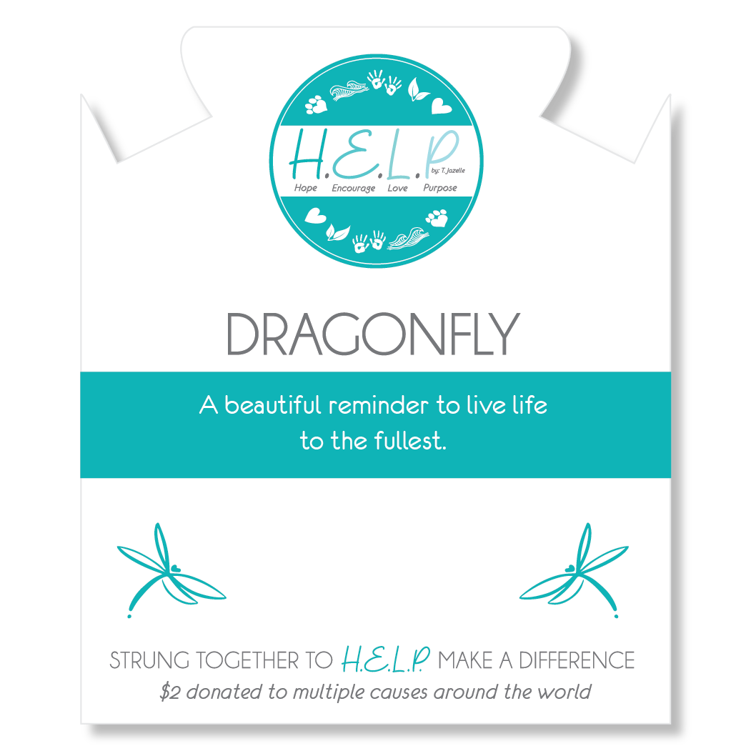 HELP by TJ Dragonfly Charm with Azure Blue Jade Charity Bracelet