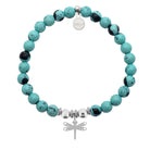 HELP by TJ Dragonfly Charm with Blue Zebra Jade Charity Bracelet