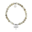 HELP by TJ Dragonfly Charm with Grey Stripe Agate Charity Bracelet