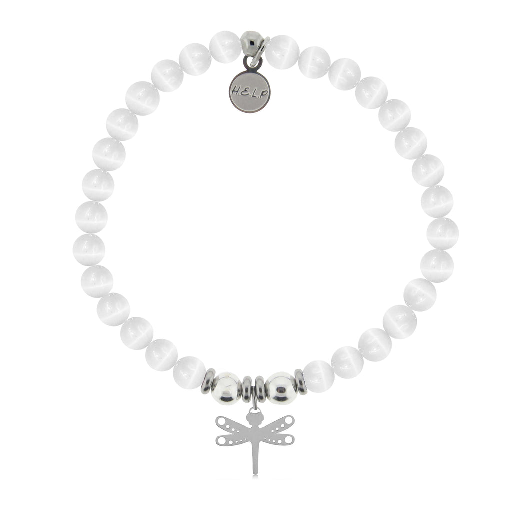 HELP by TJ Dragonfly Charm with White Cats Eye Charity Bracelet
