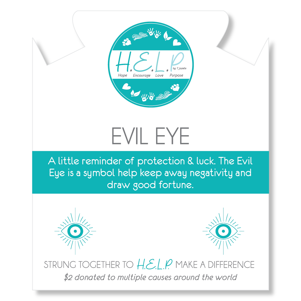 HELP by TJ Evil Eye Charm with Blue Glass Shimmer Charity Bracelet