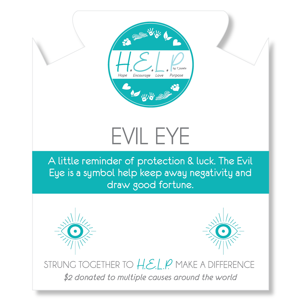 HELP by TJ Evil Eye Charm with Blue Selenite Charity Bracelet