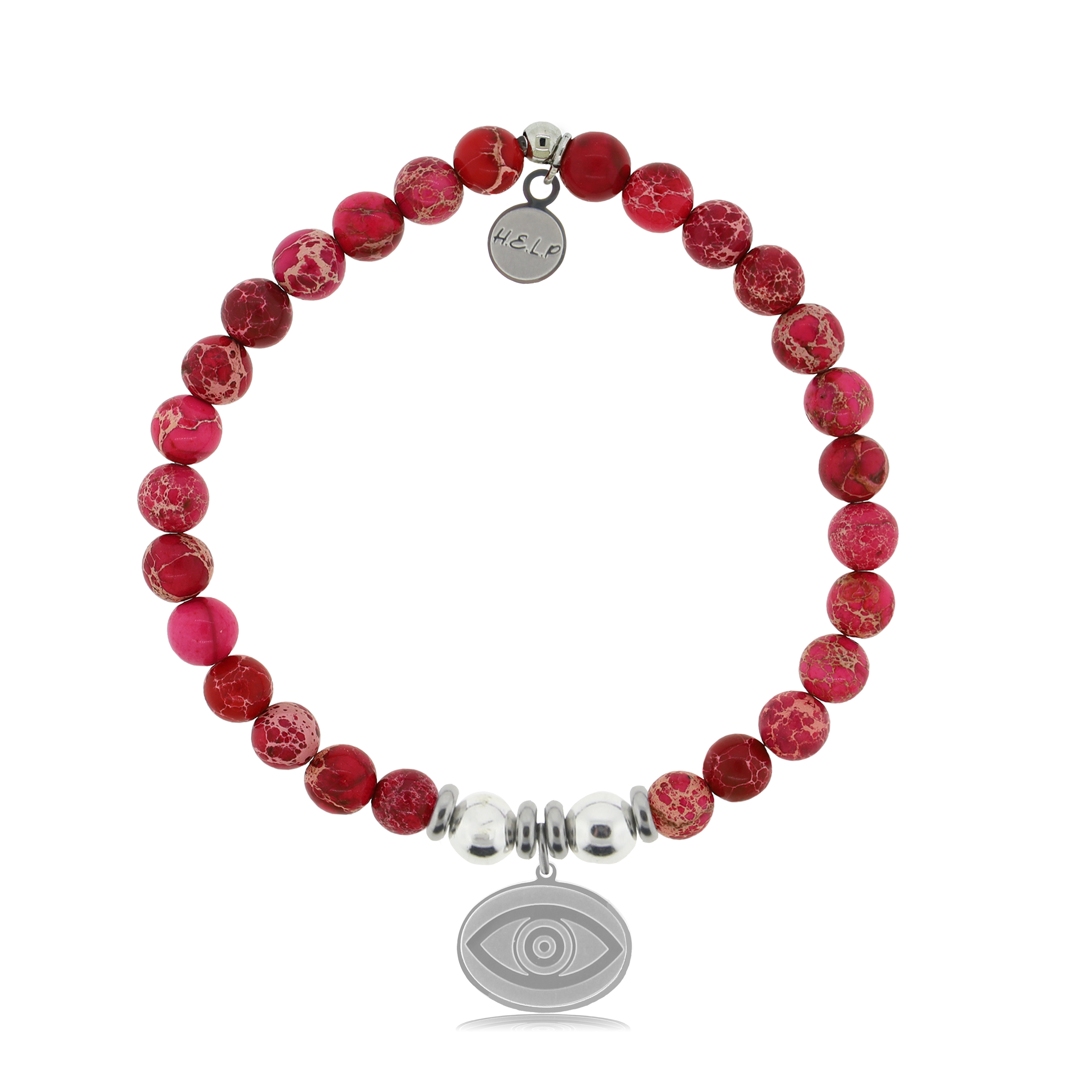 HELP by TJ Evil Eye Charm with Cranberry Jasper Charity Bracelet