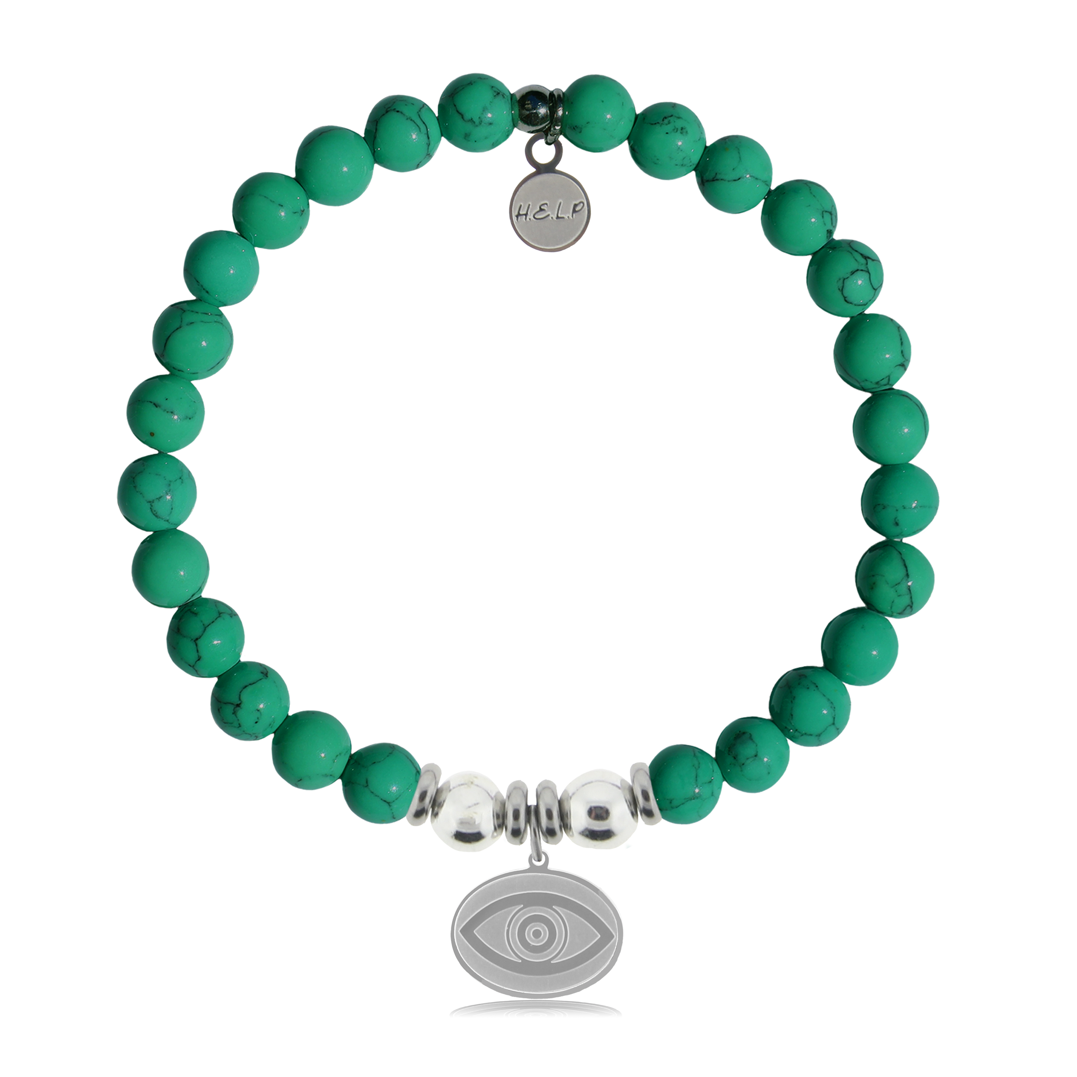 HELP by TJ Evil Eye Charm with Green Howlite Charity Bracelet