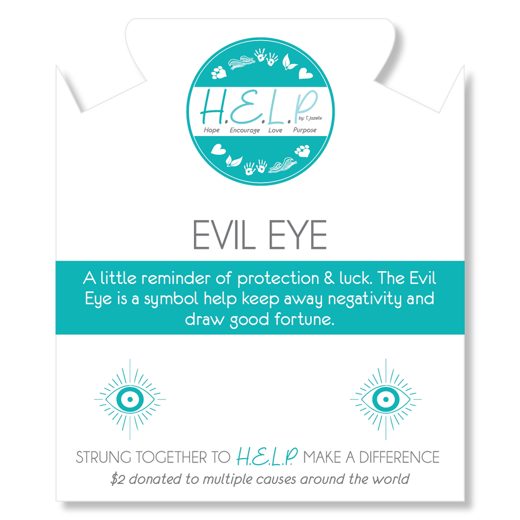HELP by TJ Evil Eye Charm with Red Fire Agate Charity Bracelet