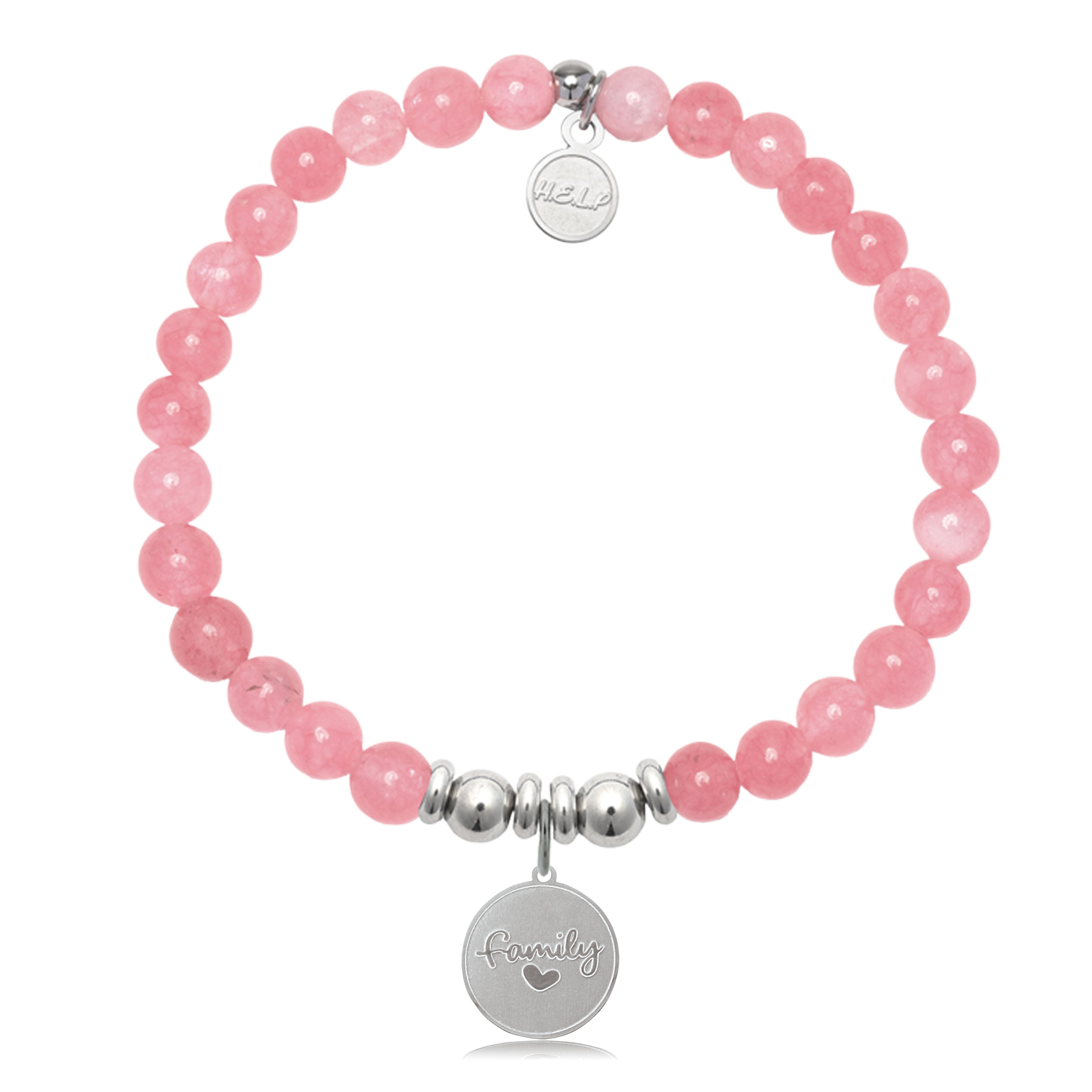 HELP by TJ Family Charm with Cherry Jade Charity Bracelet