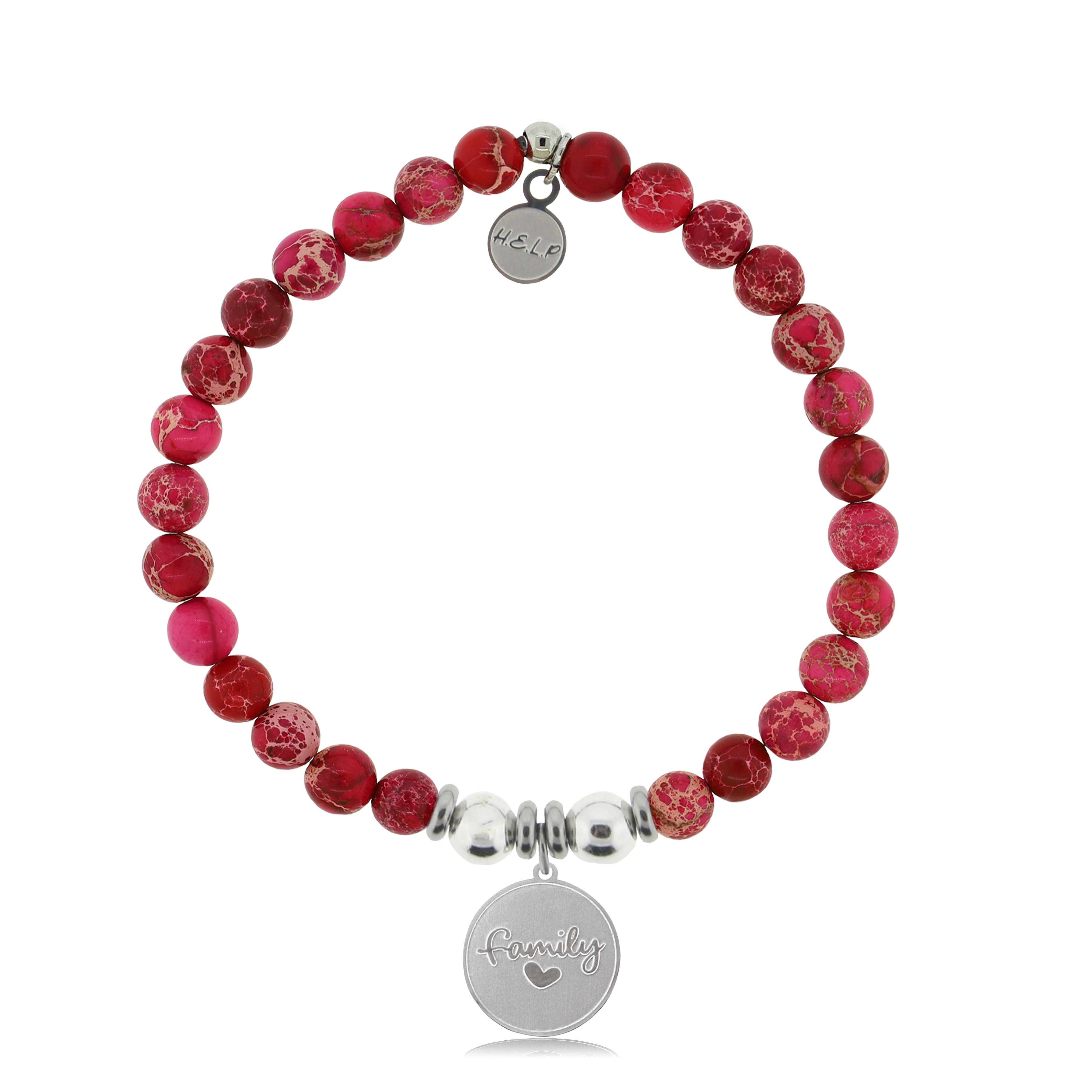 HELP by TJ Family Charm with Cranberry Jasper Charity Bracelet