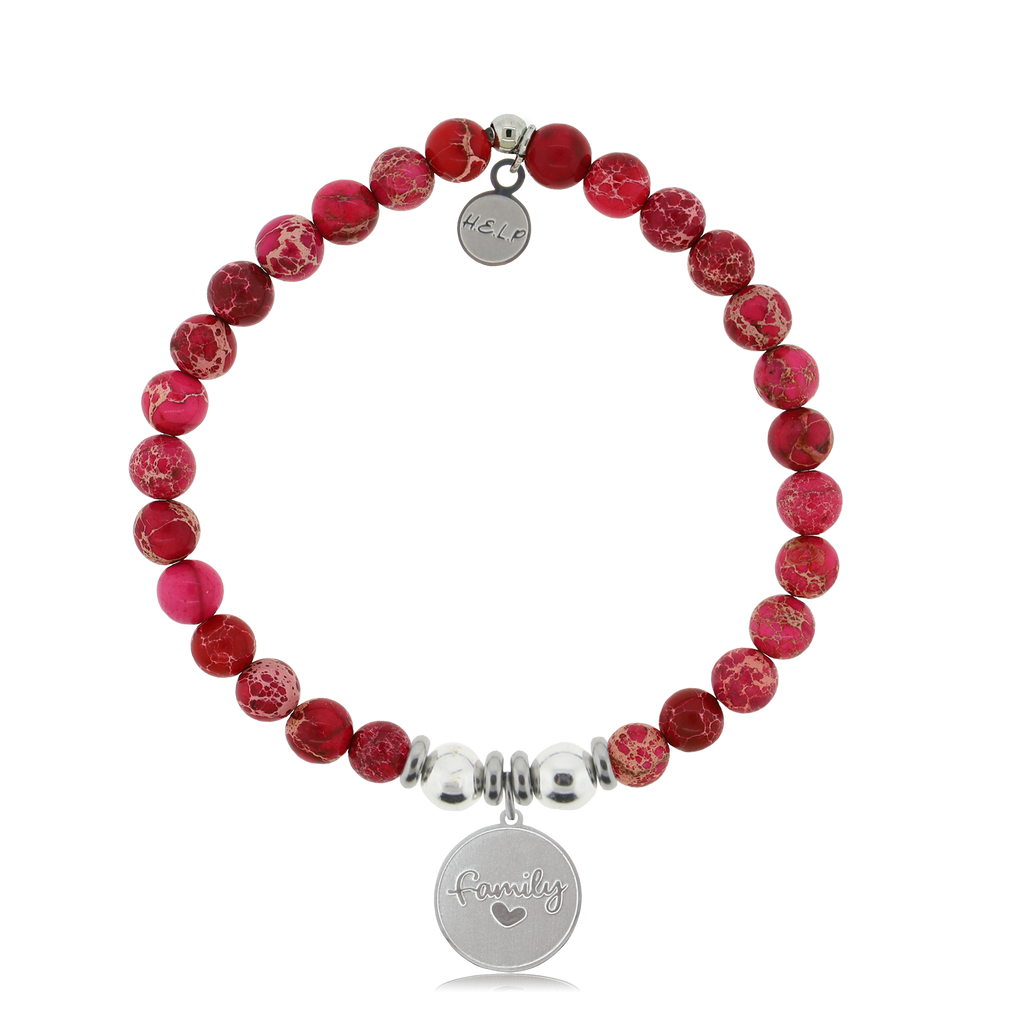HELP by TJ Family Charm with Cranberry Jasper Charity Bracelet