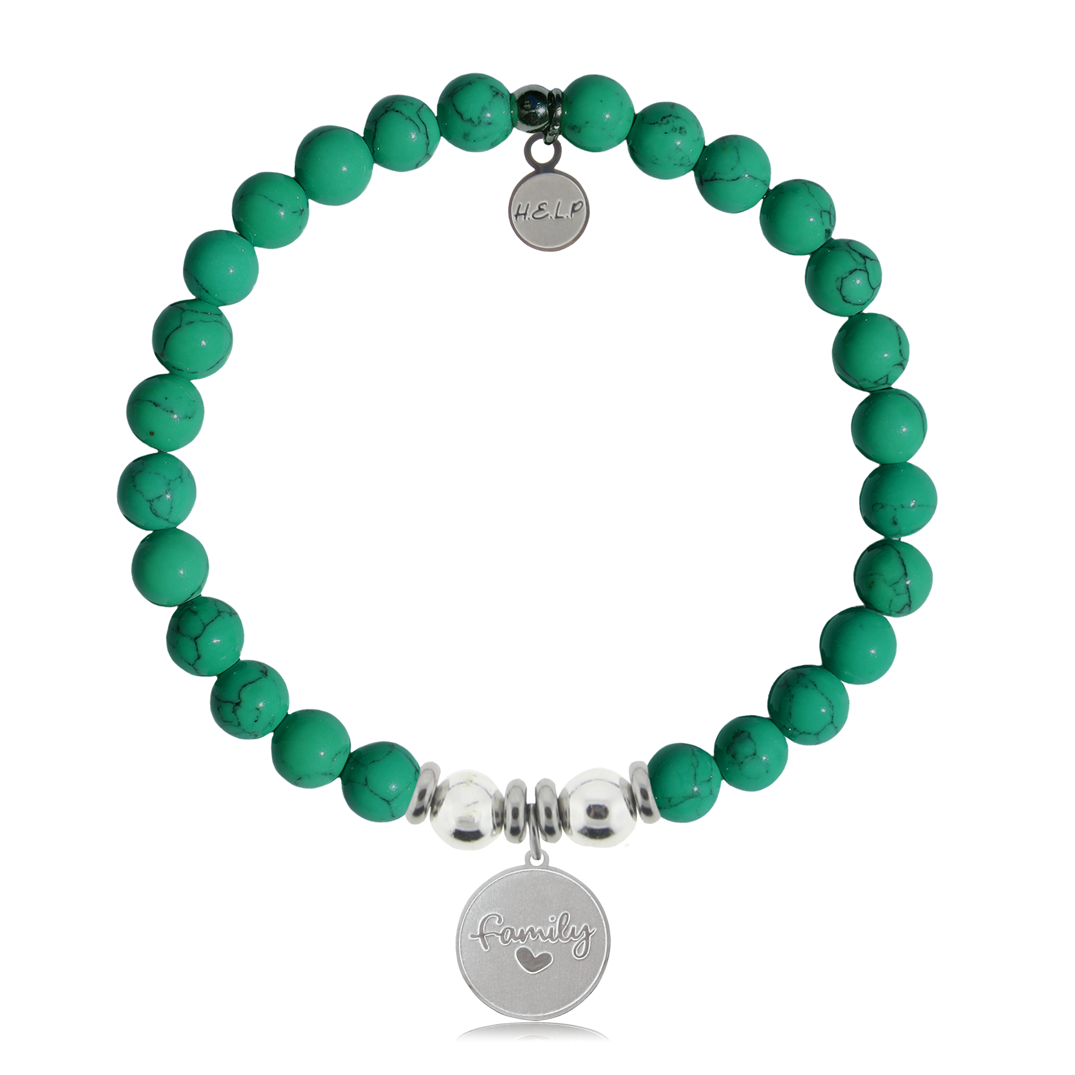 HELP by TJ Family Charm with Green Howlite Charity Bracelet