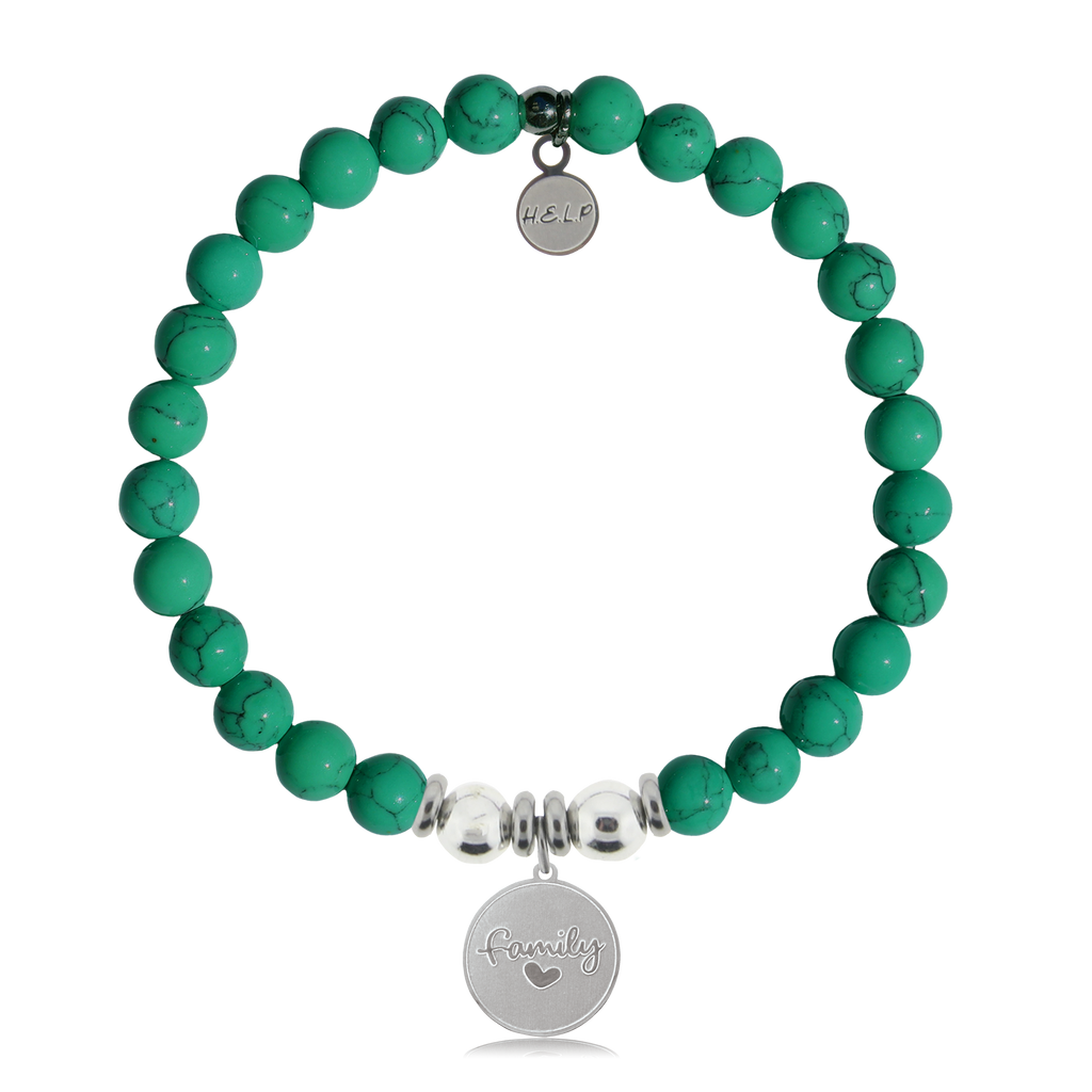 HELP by TJ Family Charm with Green Howlite Charity Bracelet