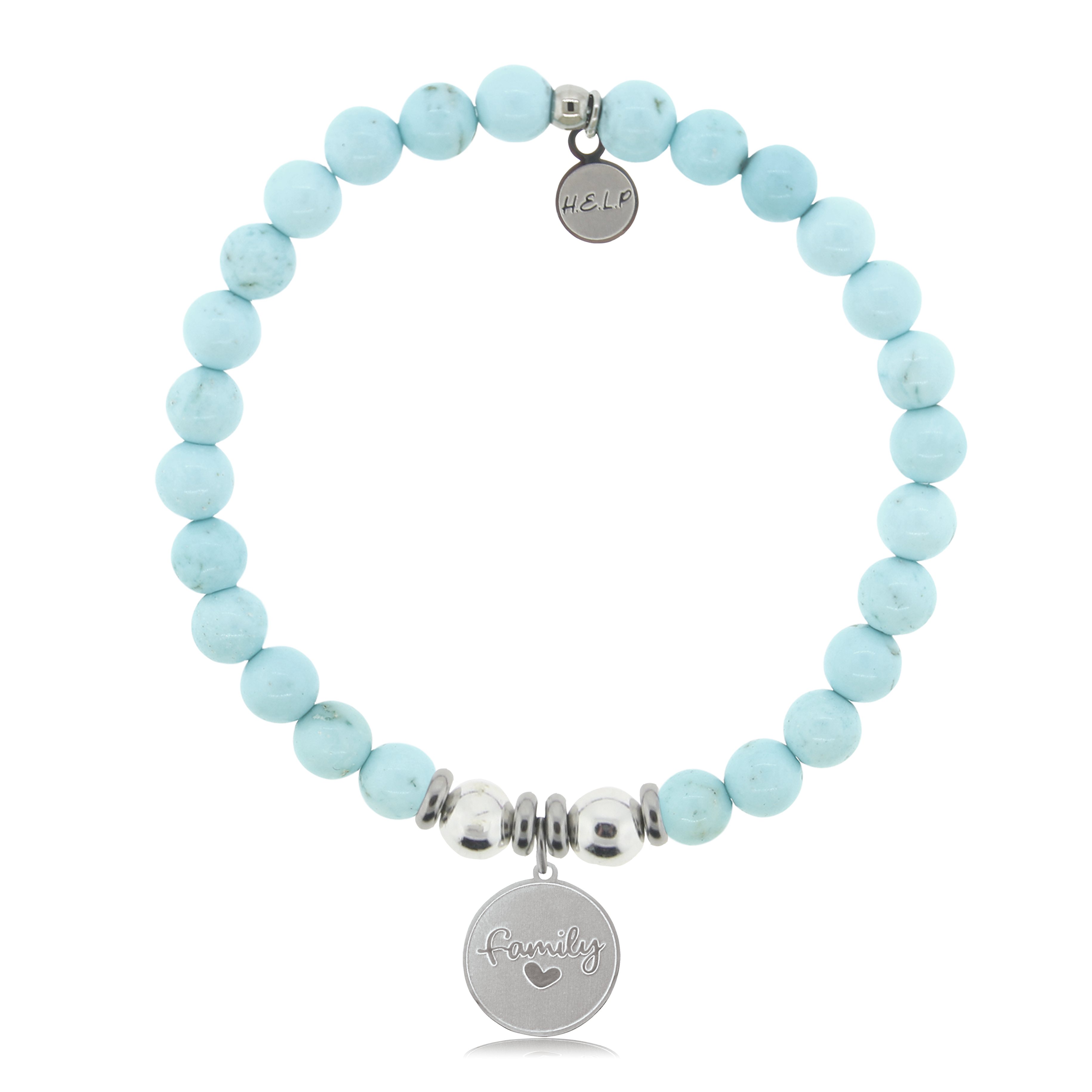 HELP by TJ Family Charm with Larimar Magnesite Charity Bracelet