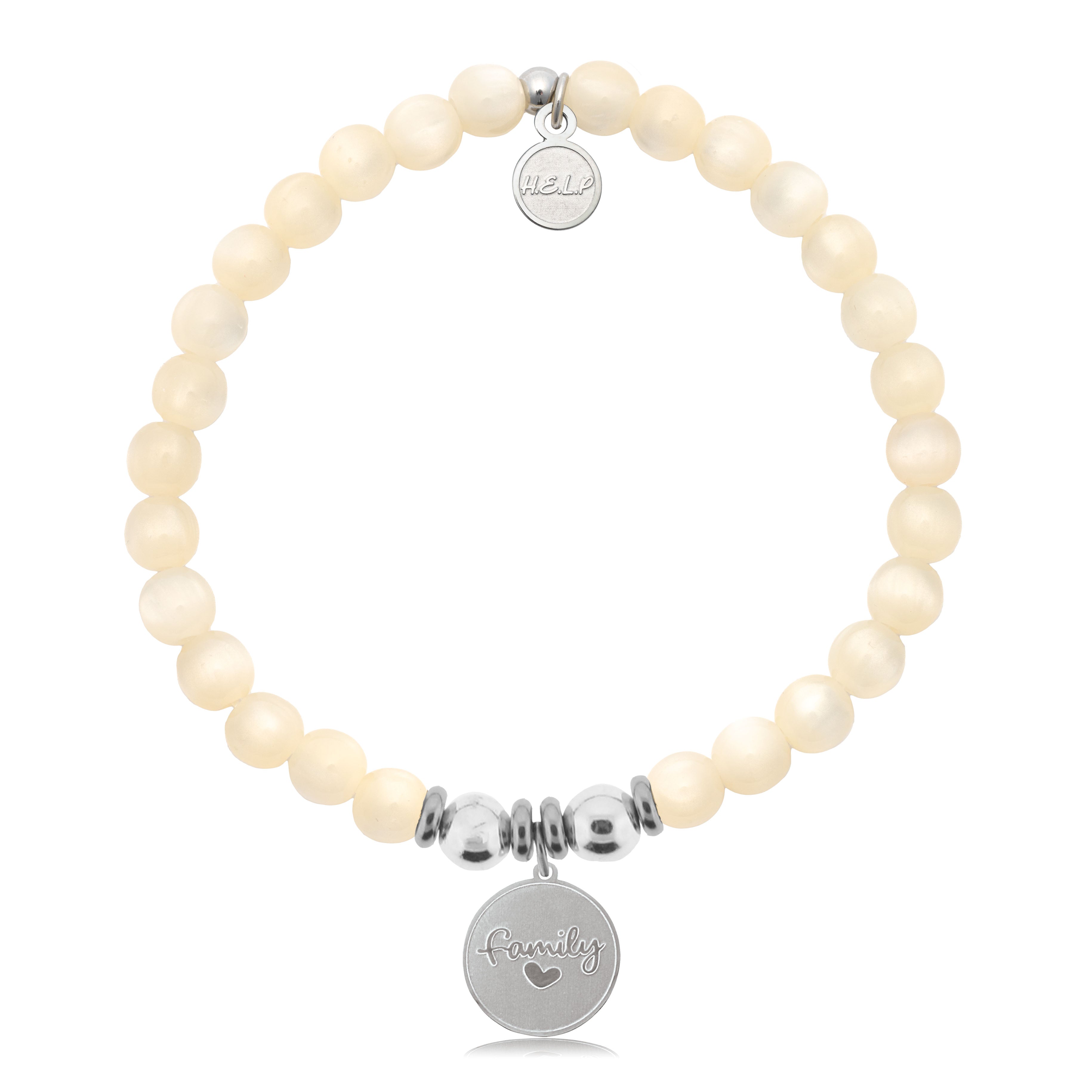 HELP by TJ Family Charm with Natural Selenite Charity Bracelet