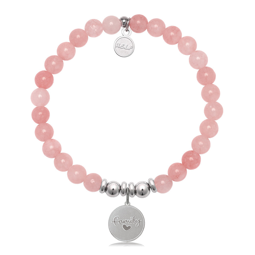 HELP by TJ Family Charm with Pink Jade Charity Bracelet