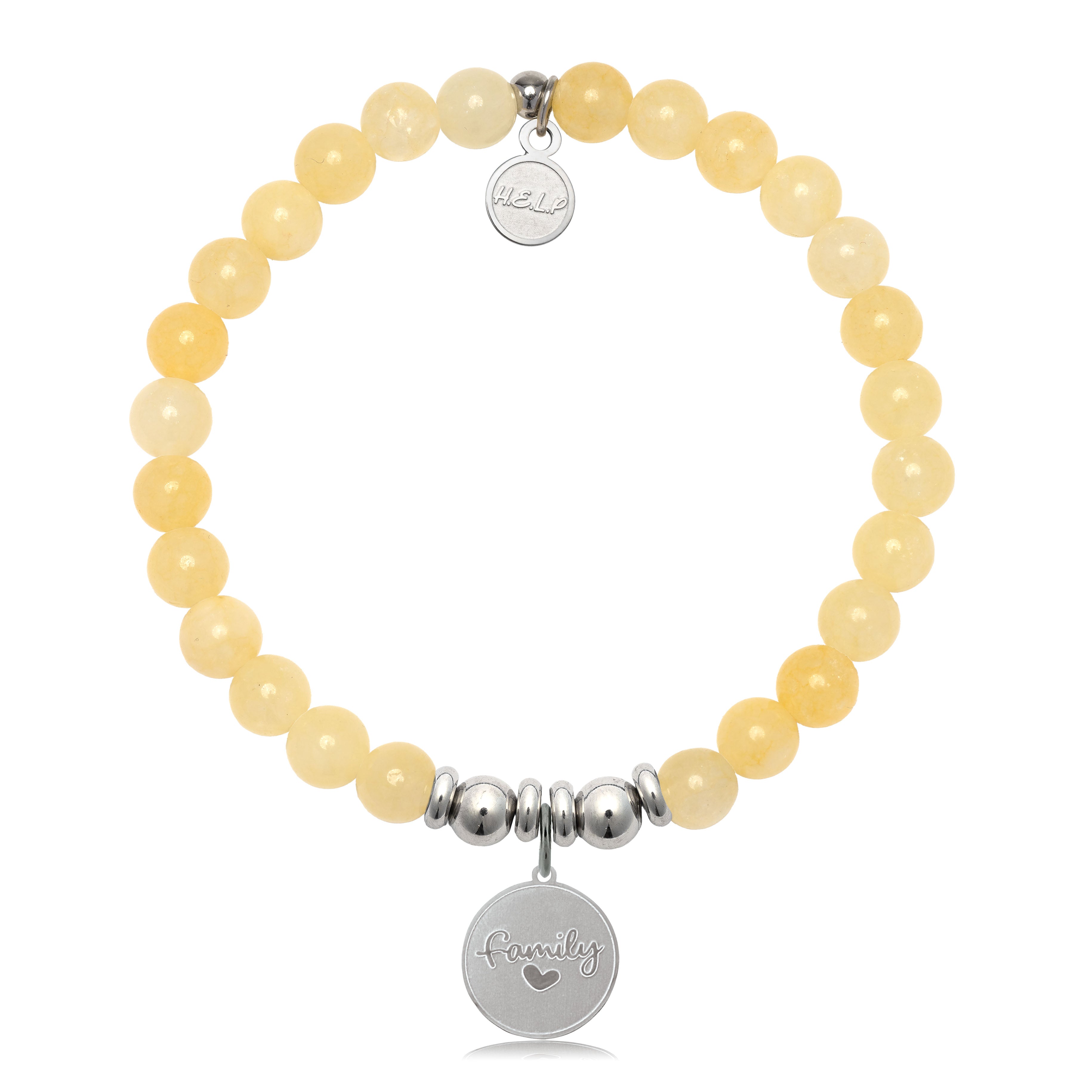 HELP by TJ Family Charm with Yellow Jade Charity Bracelet