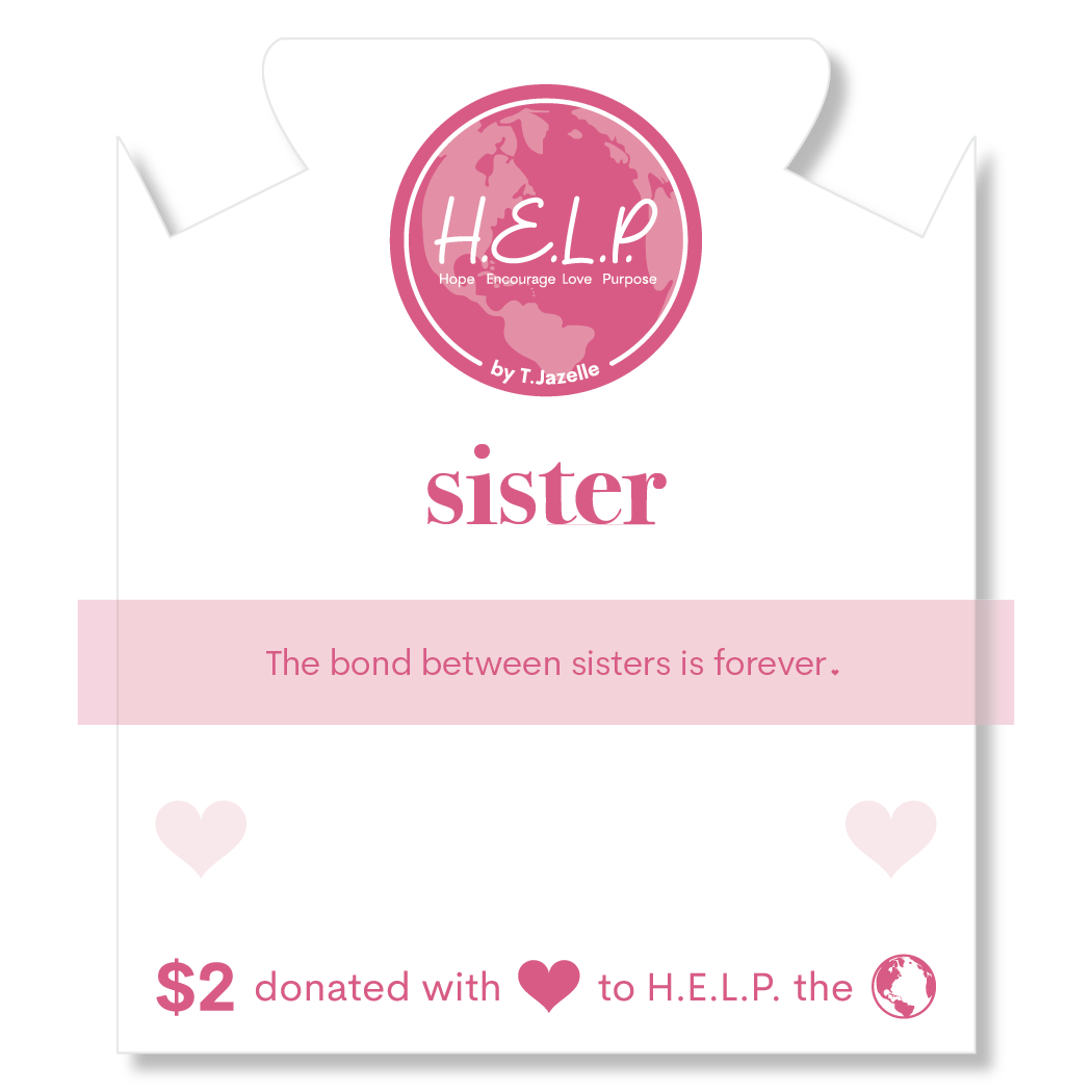 HELP by TJ Family Collection: Sister Bead with White Crystal Charity Bracelet