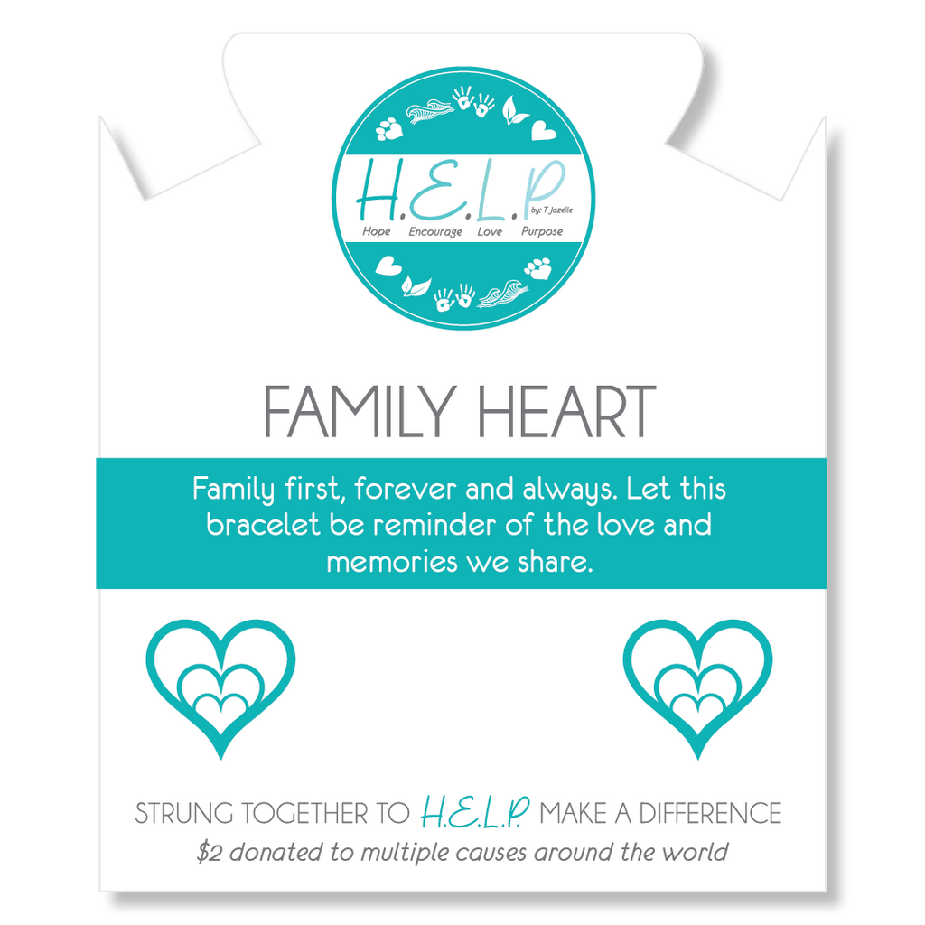 HELP by TJ Family Heart Charm with Aqua Cats Eye Charity Bracelet