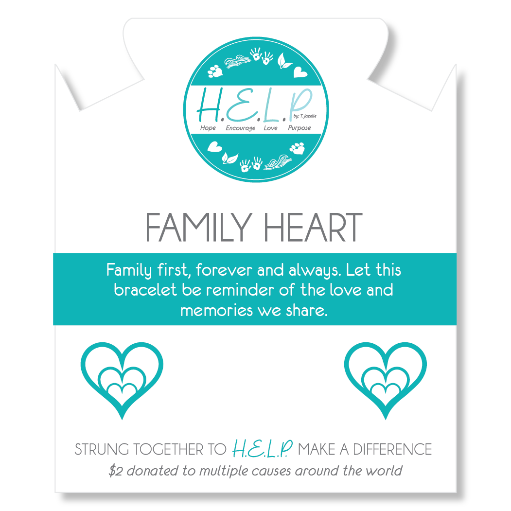 HELP by TJ Family Heart Charm with Azure Blue Jade Charity Bracelet