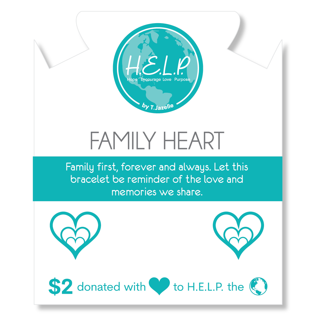 HELP by TJ Family Heart Charm with Blue Opal Jade Charity Bracelet