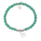HELP by TJ Family Heart Charm with Green Crystal Charity Bracelet