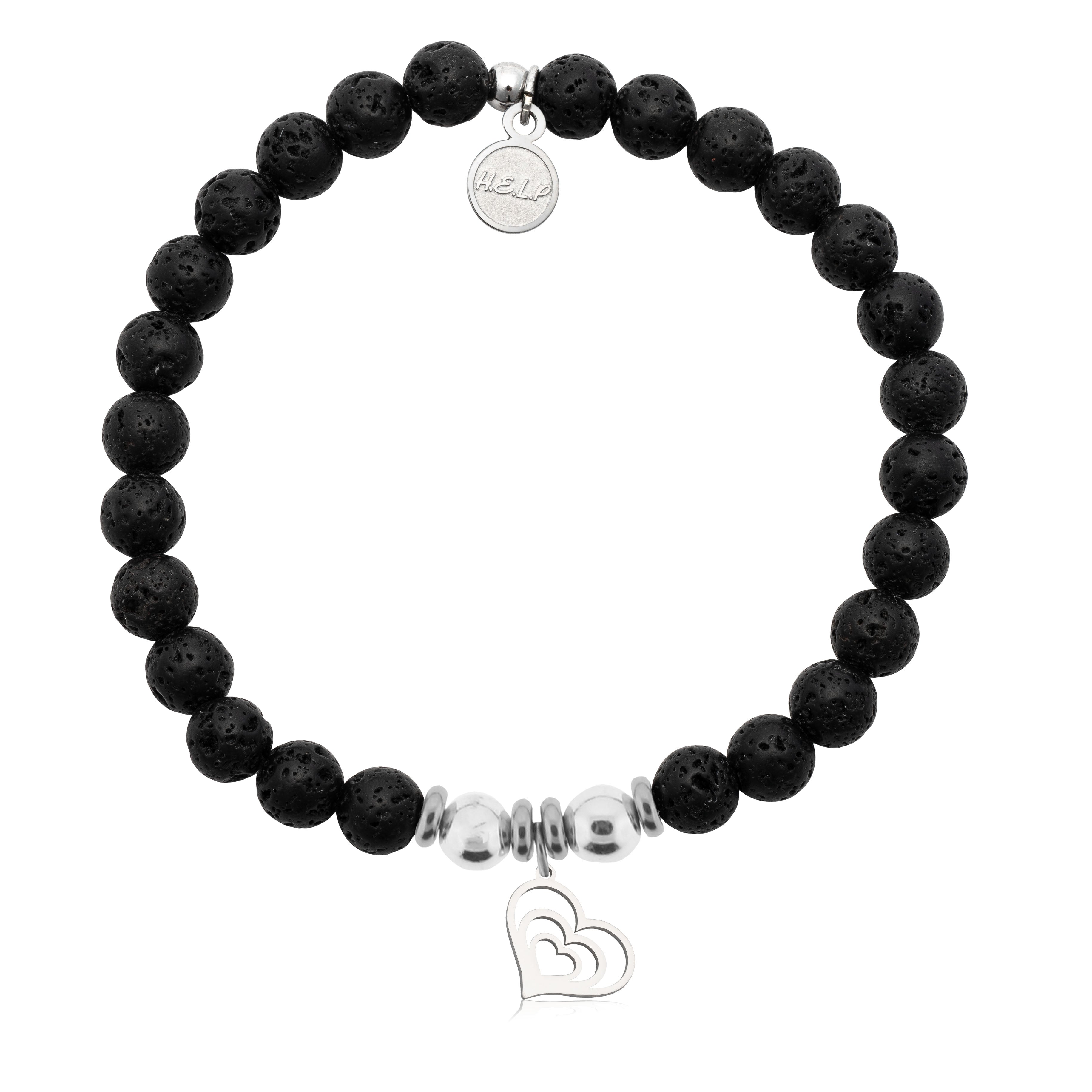 HELP by TJ Family Heart Charm with Lava Rock Charity Bracelet