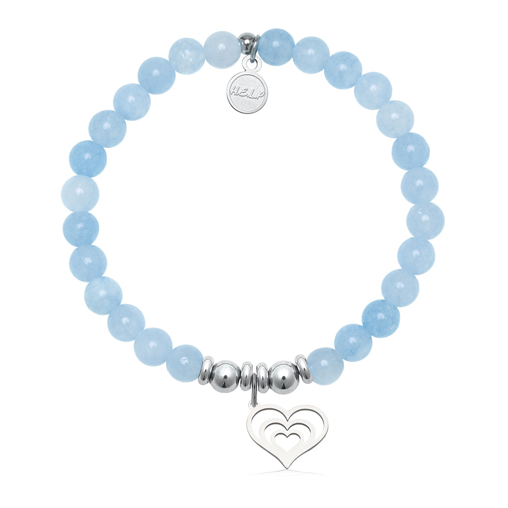 HELP by TJ Family Heart Charm with Light Blue Quartz Charity Bracelet