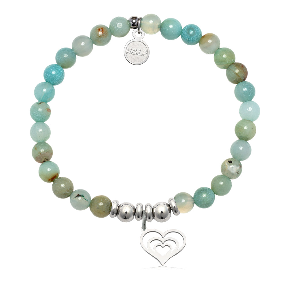 HELP by TJ Family Heart Charm with Multi Amazonite Charity Bracelet