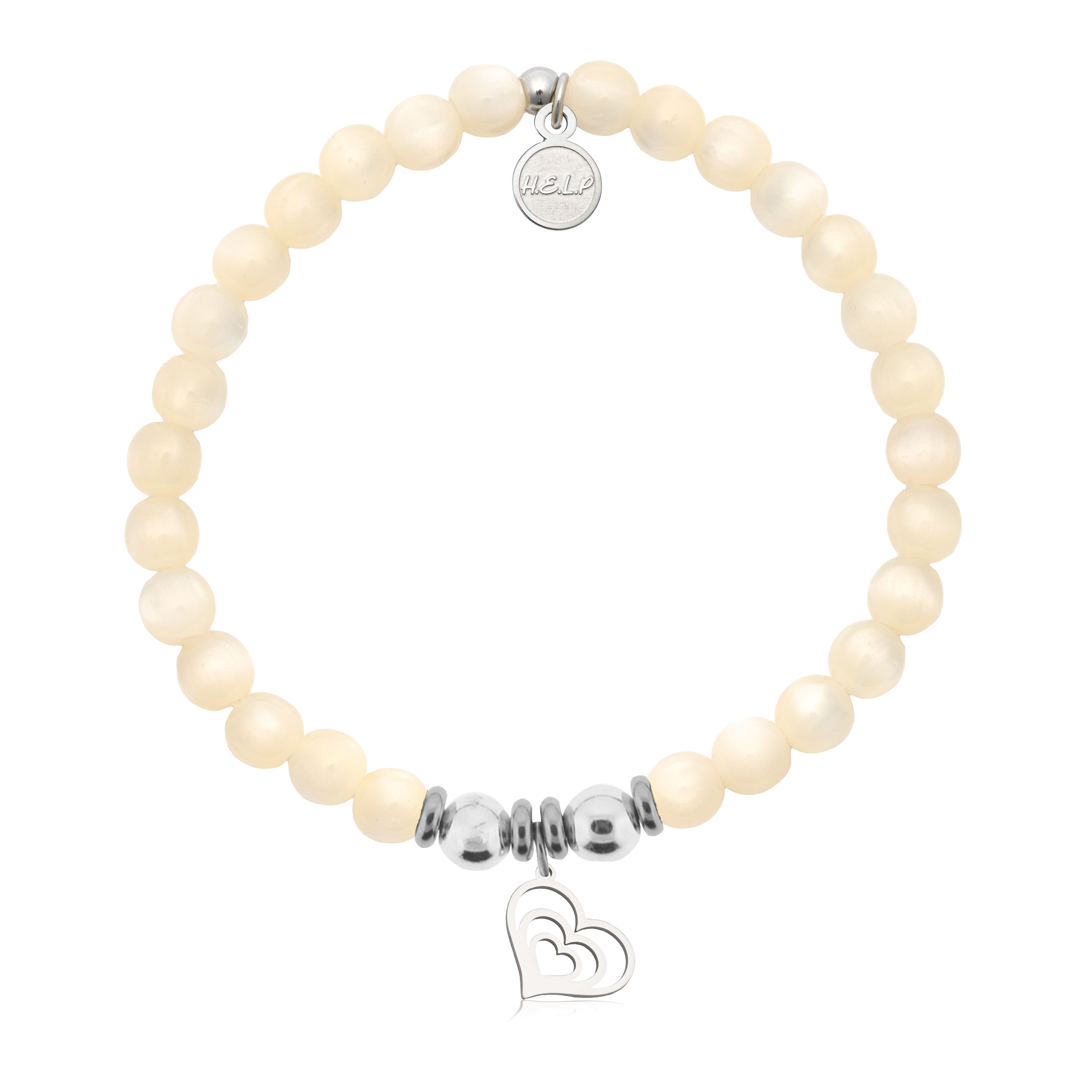 HELP by TJ Family Heart Charm with Natural Selenite Charity Bracelet