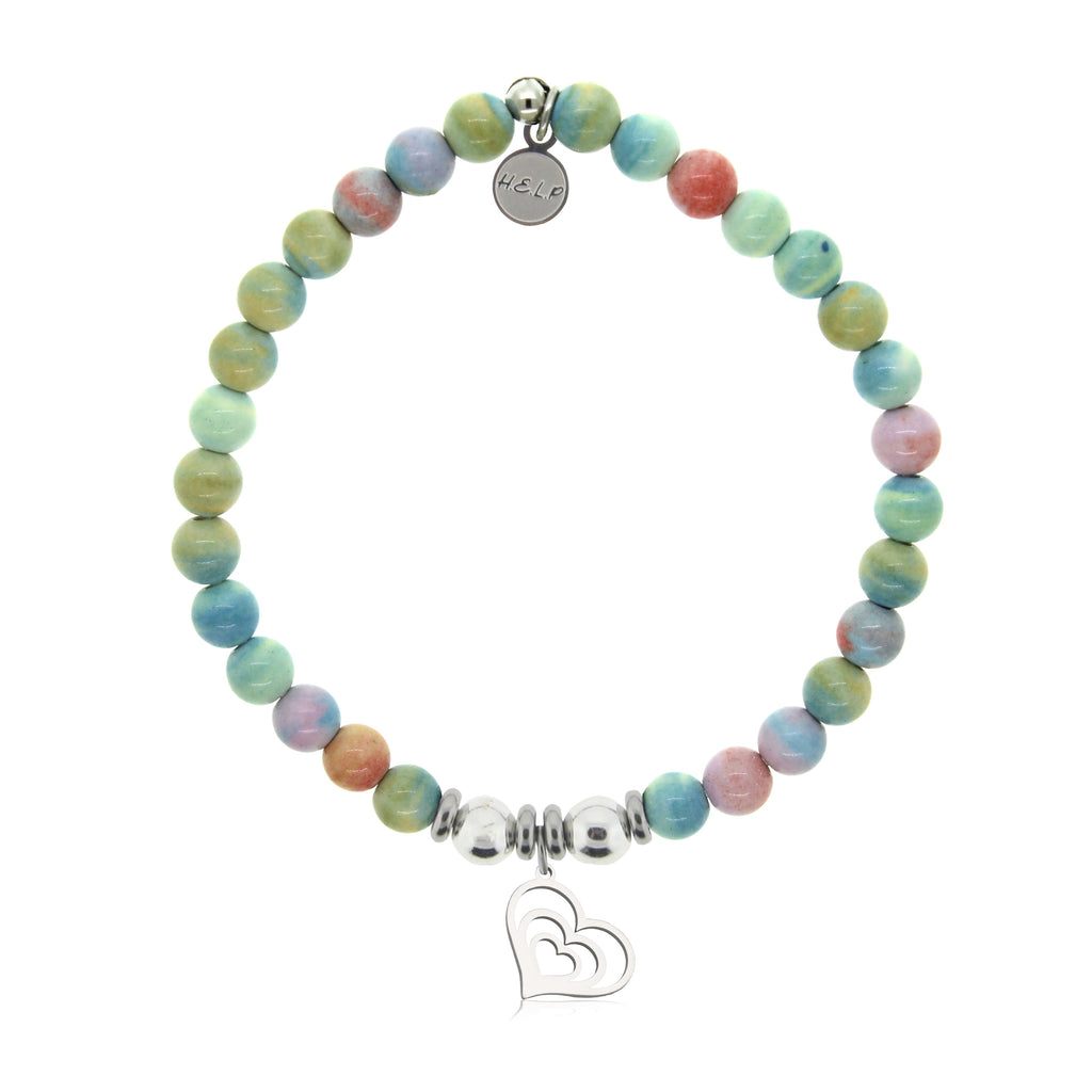 HELP by TJ Family Heart Charm with Pastel Magnesite Charity Bracelet
